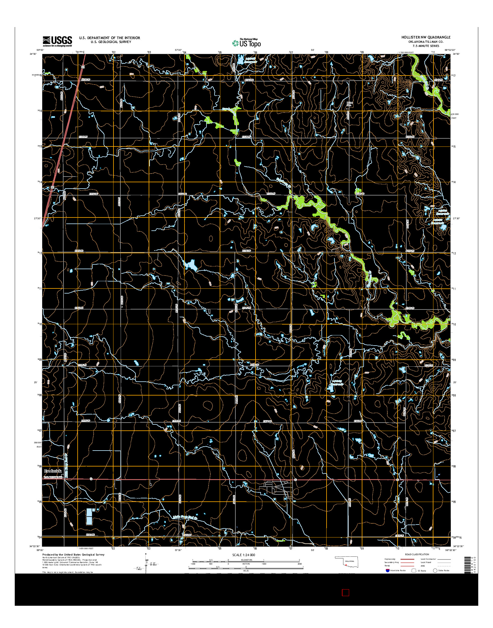 USGS US TOPO 7.5-MINUTE MAP FOR HOLLISTER NW, OK 2016