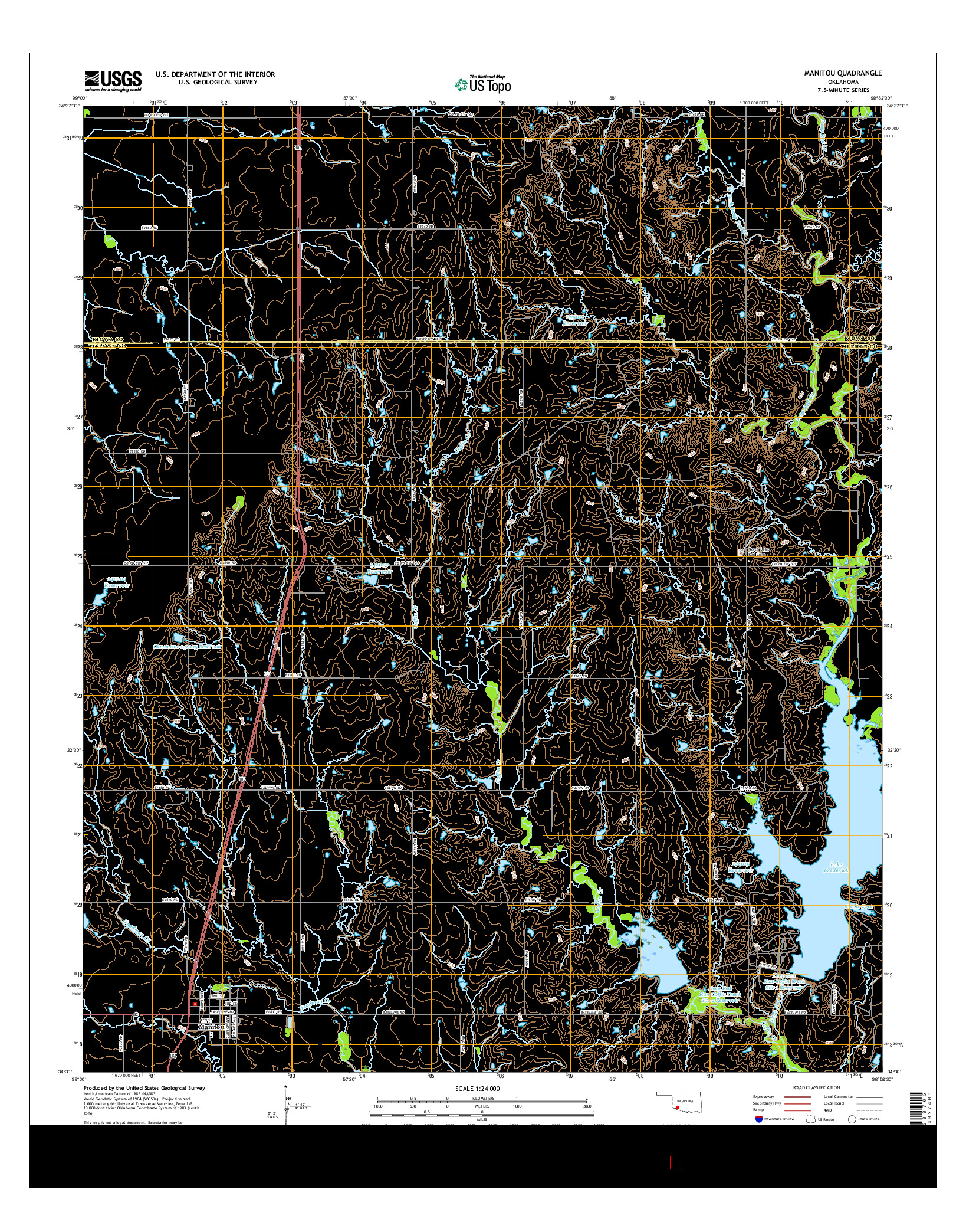 USGS US TOPO 7.5-MINUTE MAP FOR MANITOU, OK 2016