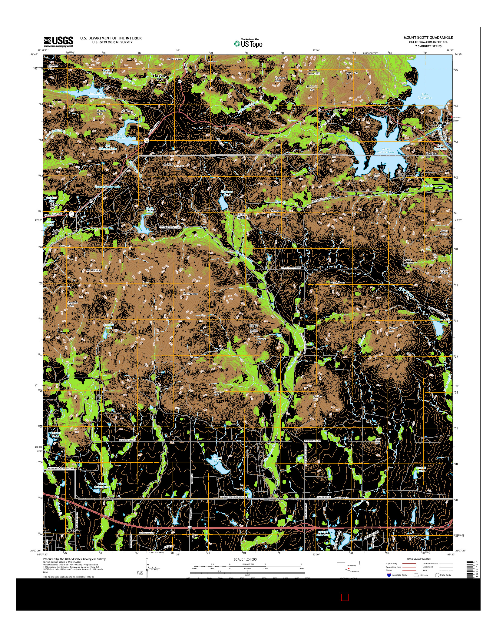 USGS US TOPO 7.5-MINUTE MAP FOR MOUNT SCOTT, OK 2016