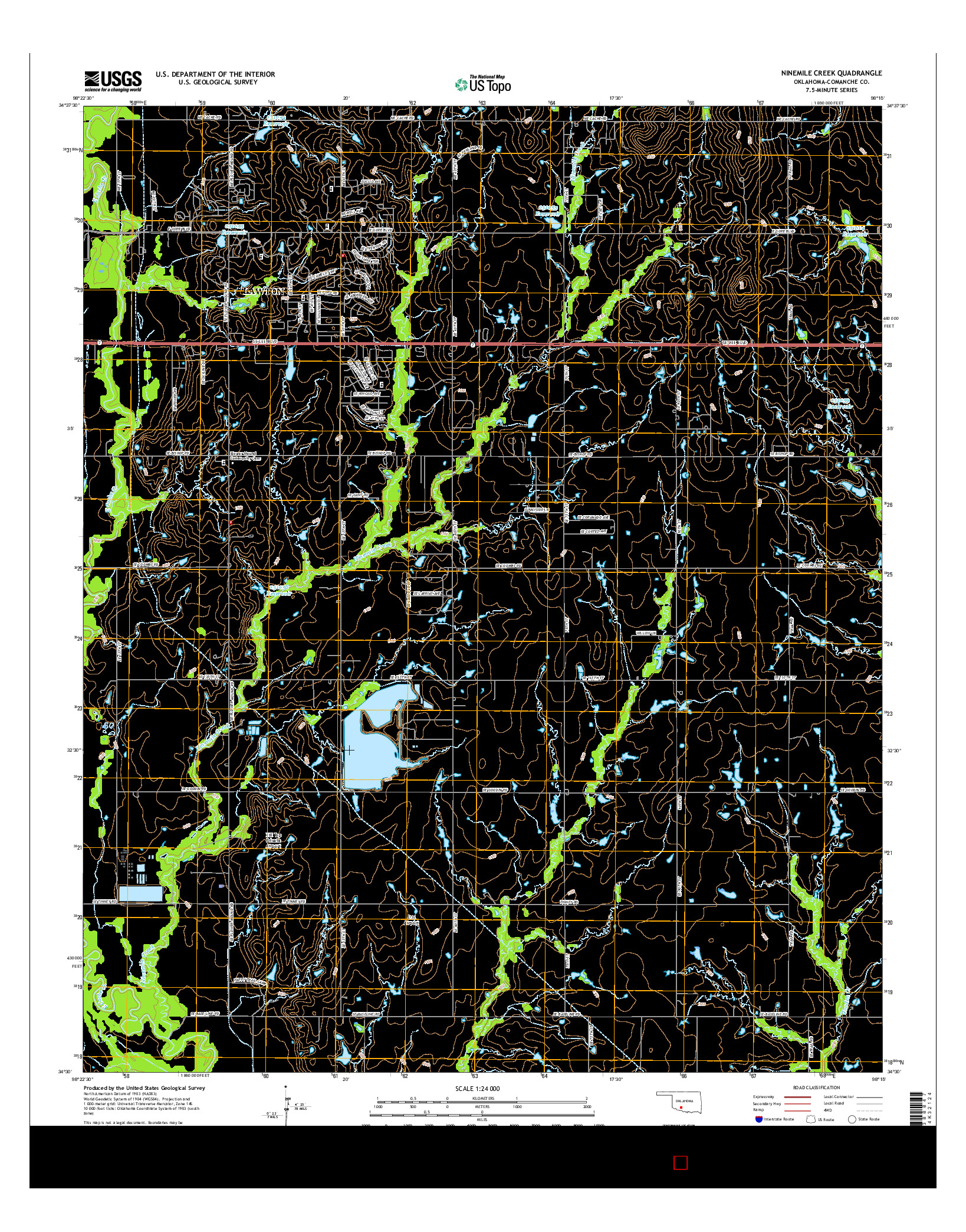 USGS US TOPO 7.5-MINUTE MAP FOR NINEMILE CREEK, OK 2016