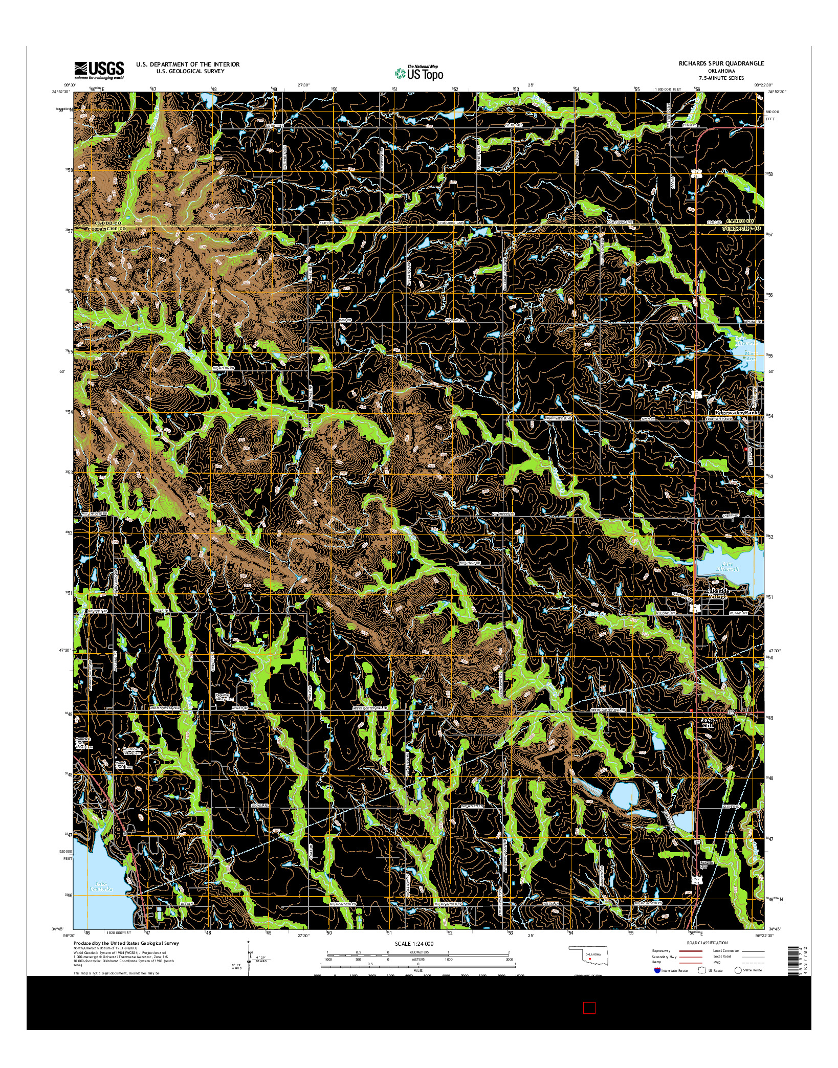 USGS US TOPO 7.5-MINUTE MAP FOR RICHARDS SPUR, OK 2016