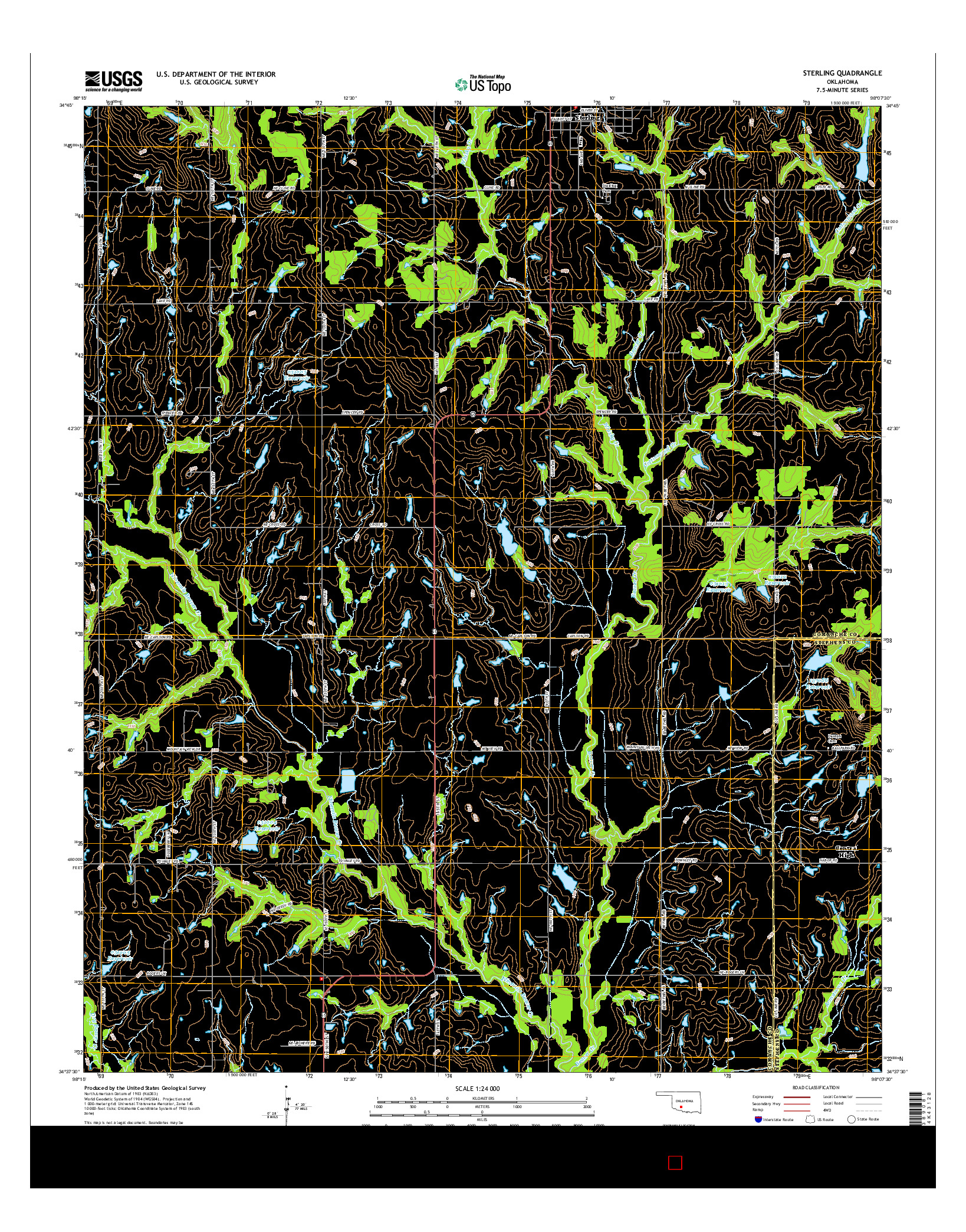 USGS US TOPO 7.5-MINUTE MAP FOR STERLING, OK 2016