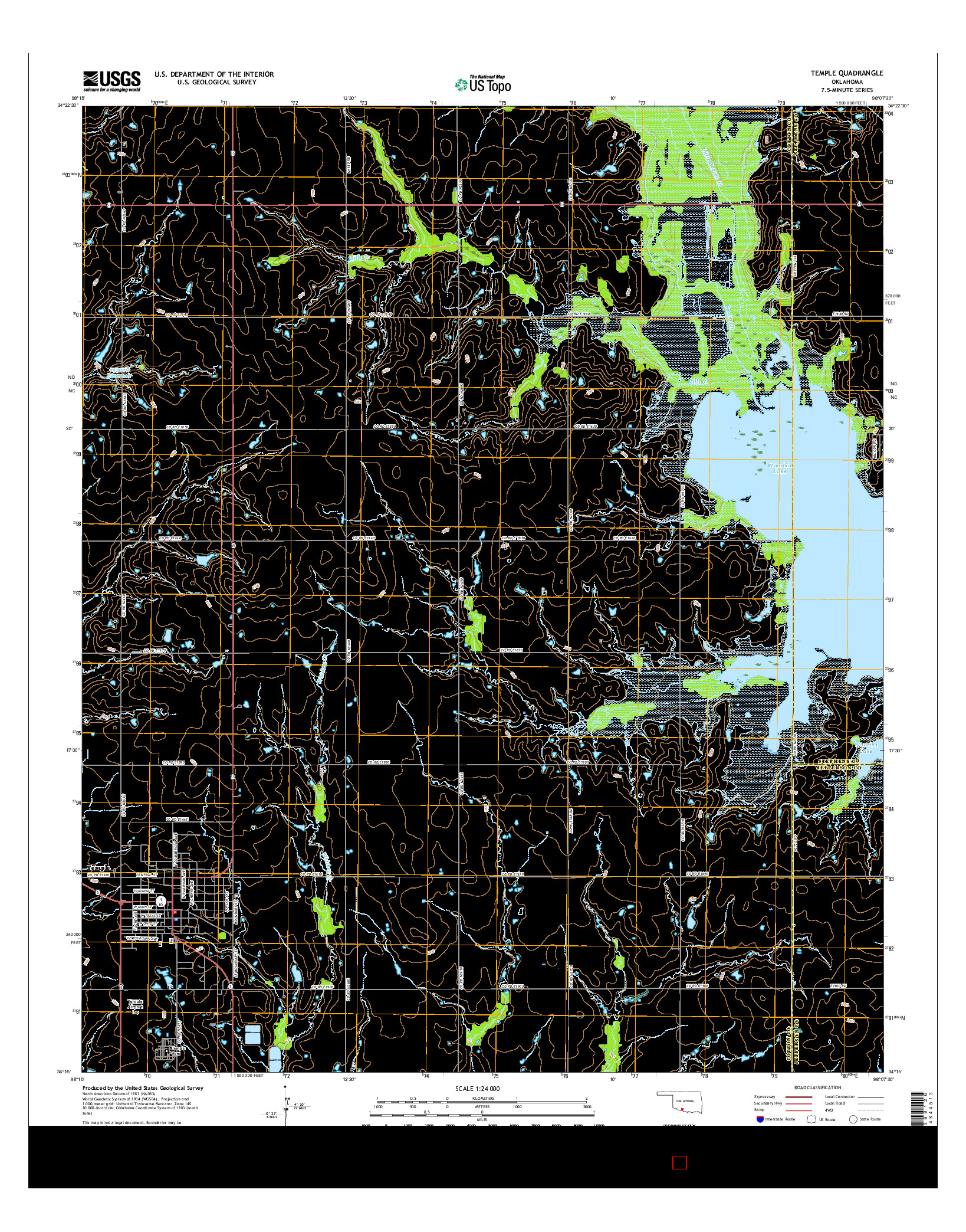 USGS US TOPO 7.5-MINUTE MAP FOR TEMPLE, OK 2016