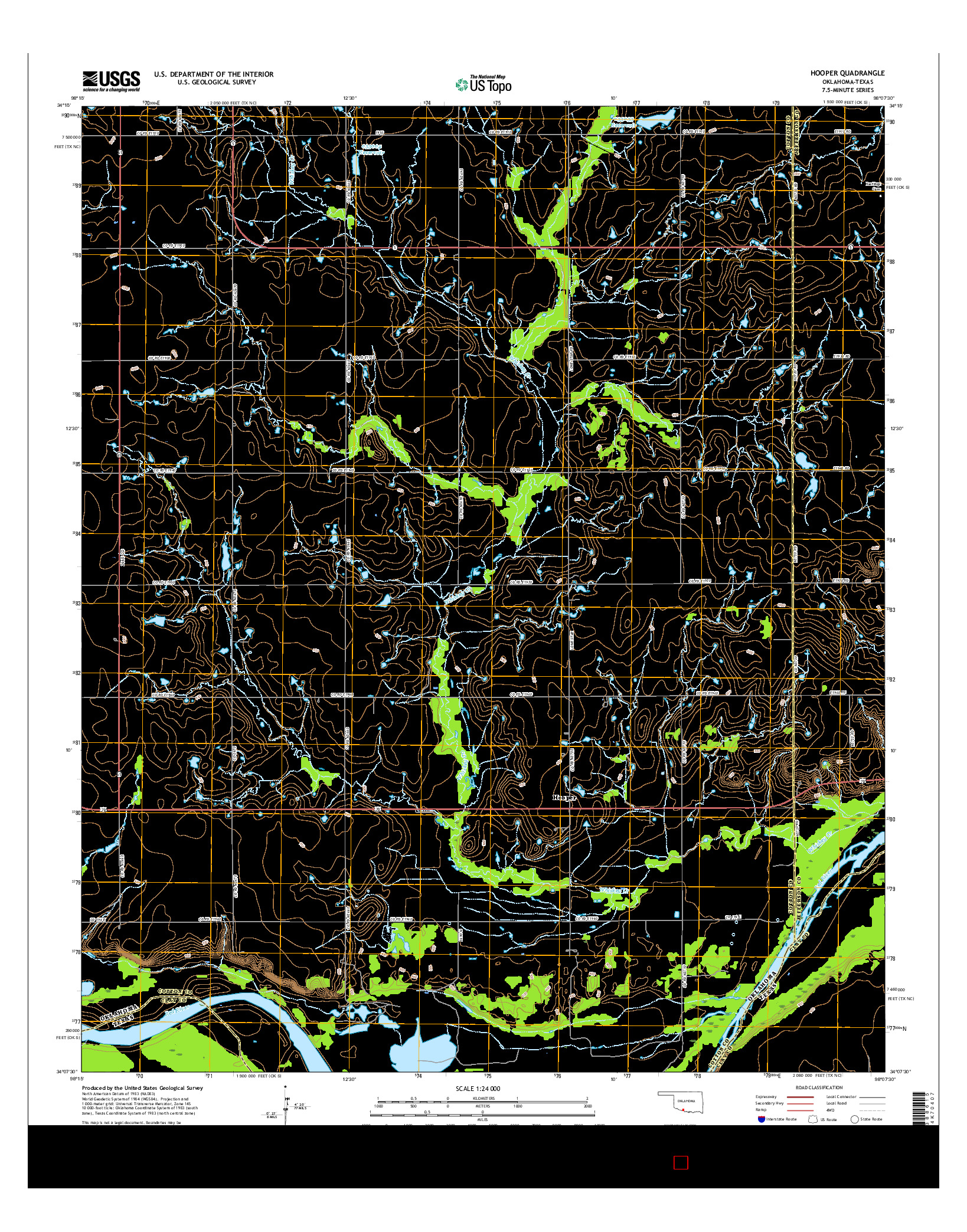 USGS US TOPO 7.5-MINUTE MAP FOR HOOPER, OK-TX 2016