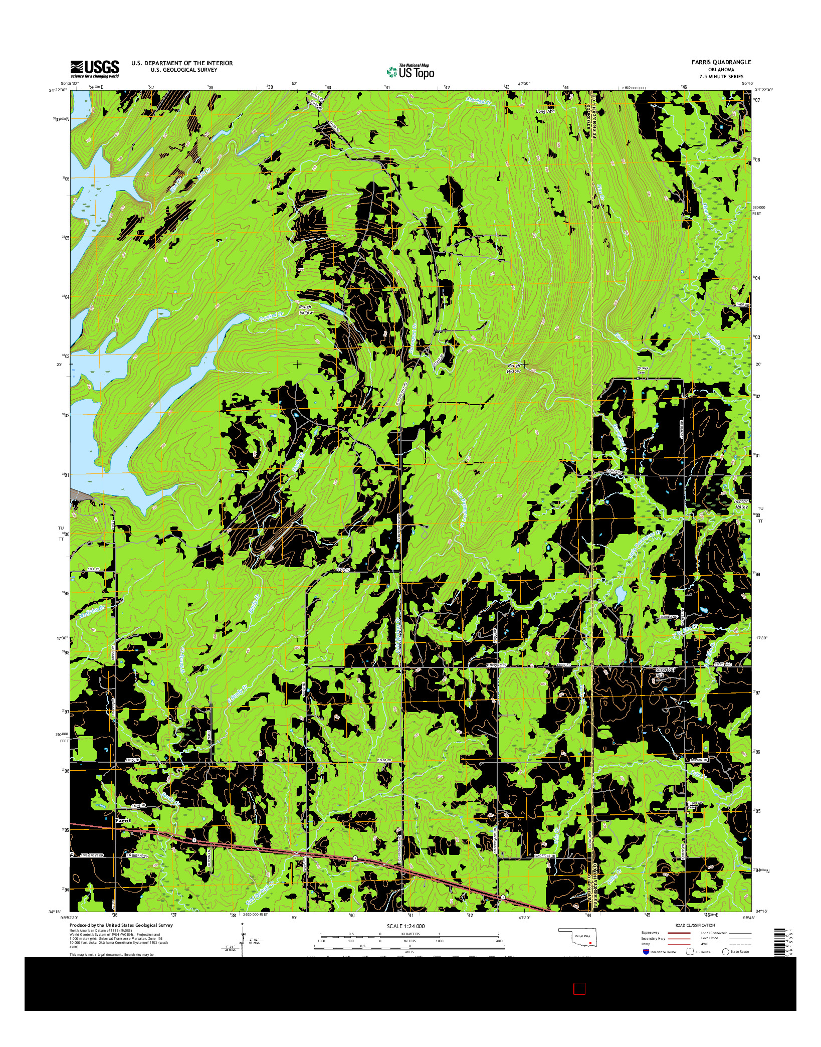 USGS US TOPO 7.5-MINUTE MAP FOR FARRIS, OK 2016