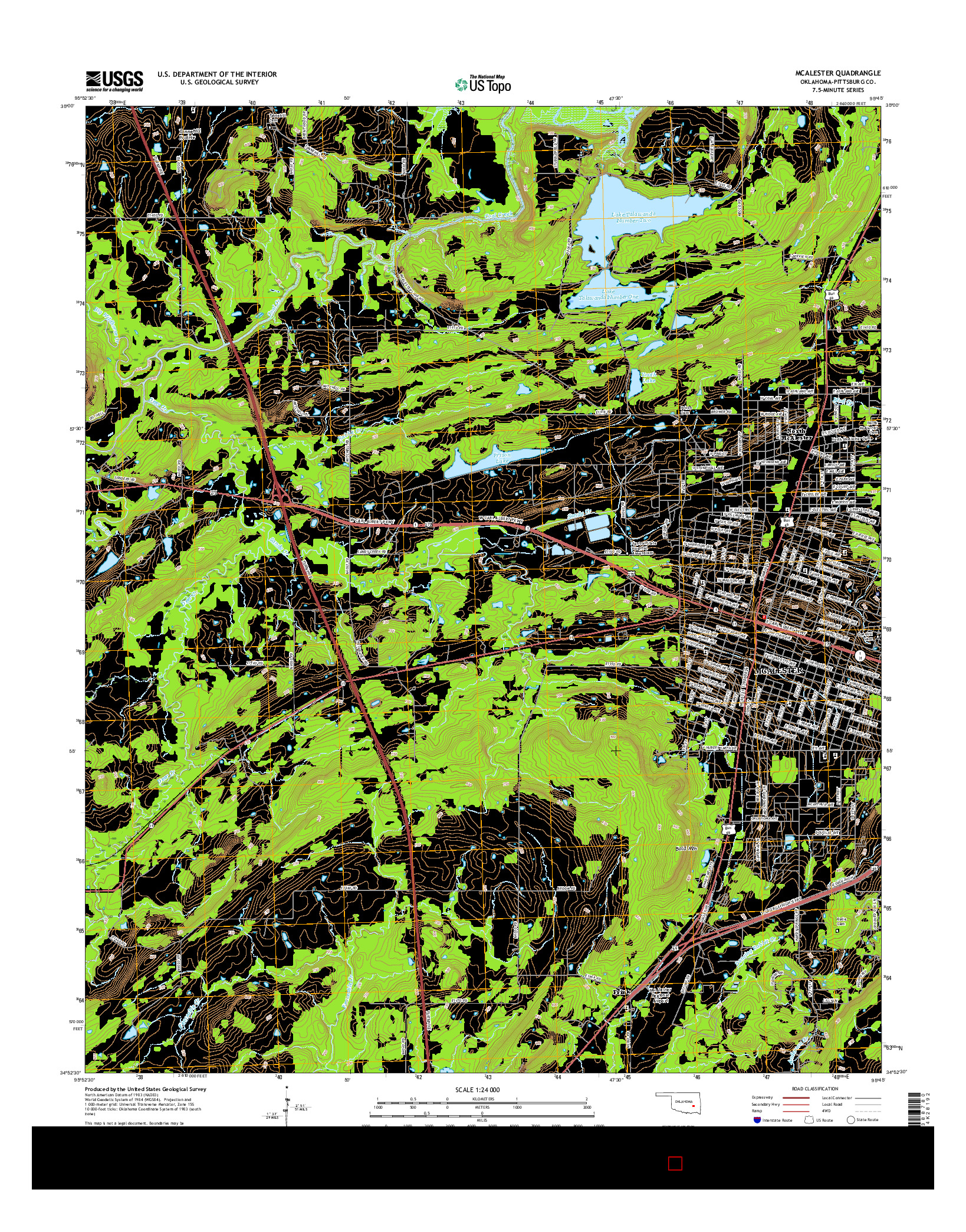 USGS US TOPO 7.5-MINUTE MAP FOR MCALESTER, OK 2016