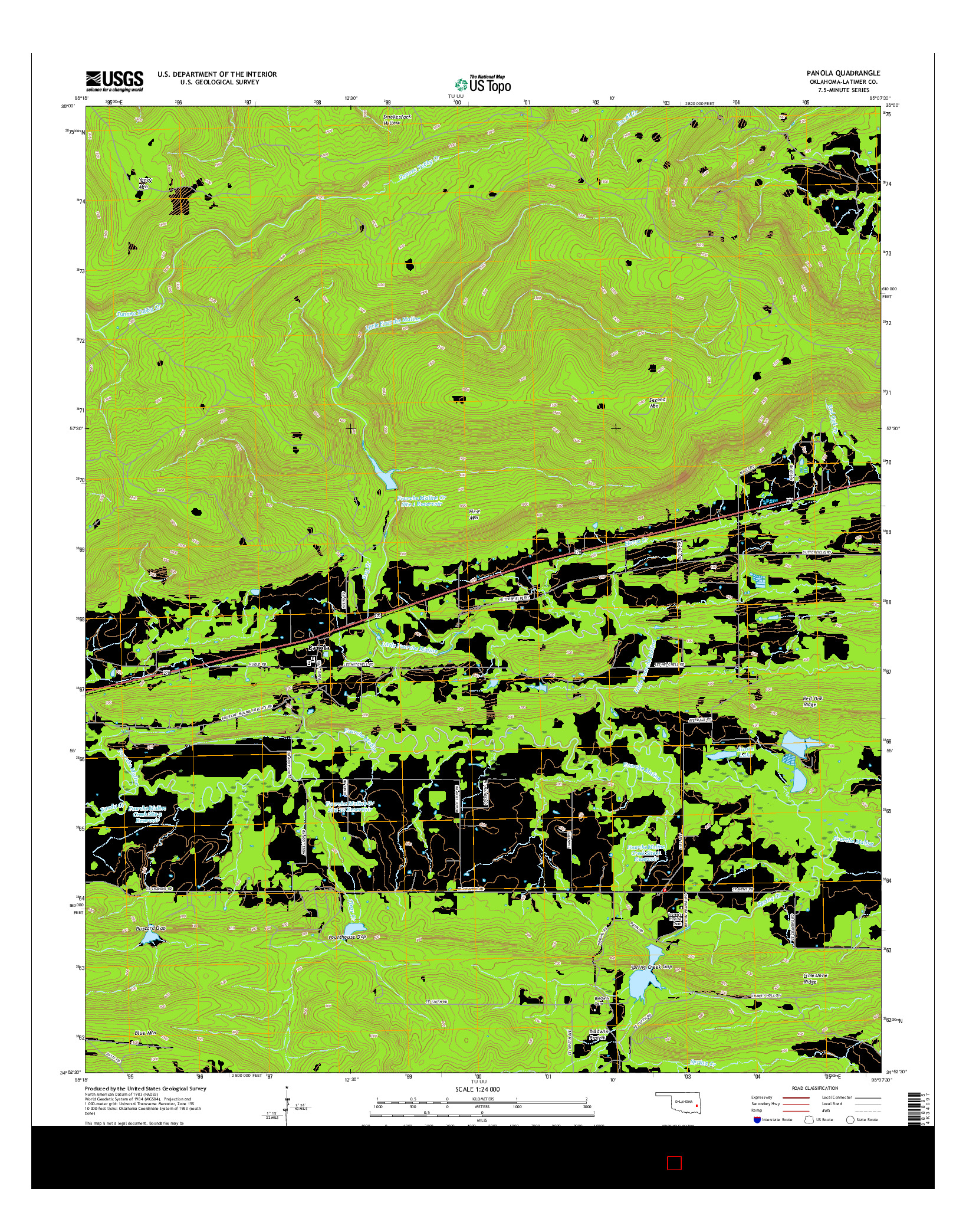 USGS US TOPO 7.5-MINUTE MAP FOR PANOLA, OK 2016