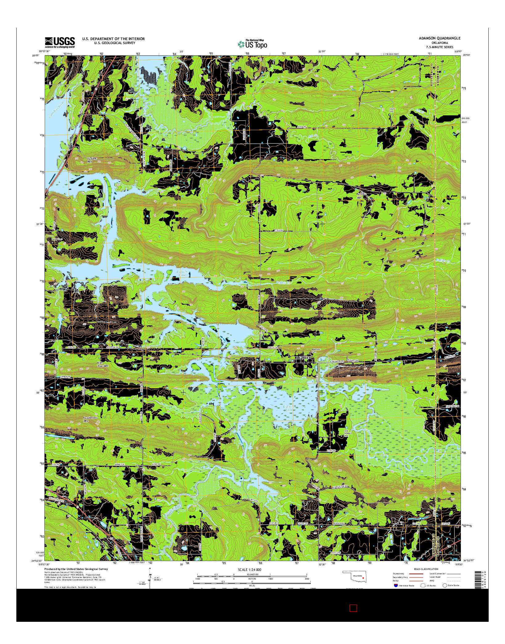 USGS US TOPO 7.5-MINUTE MAP FOR ADAMSON, OK 2016