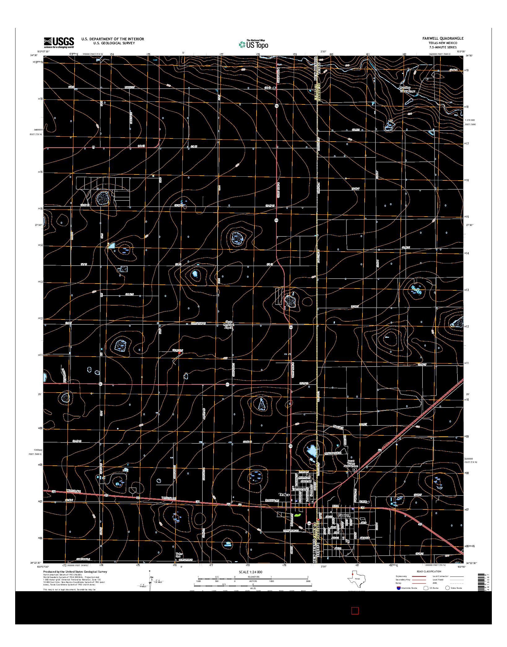 USGS US TOPO 7.5-MINUTE MAP FOR FARWELL, TX-NM 2016