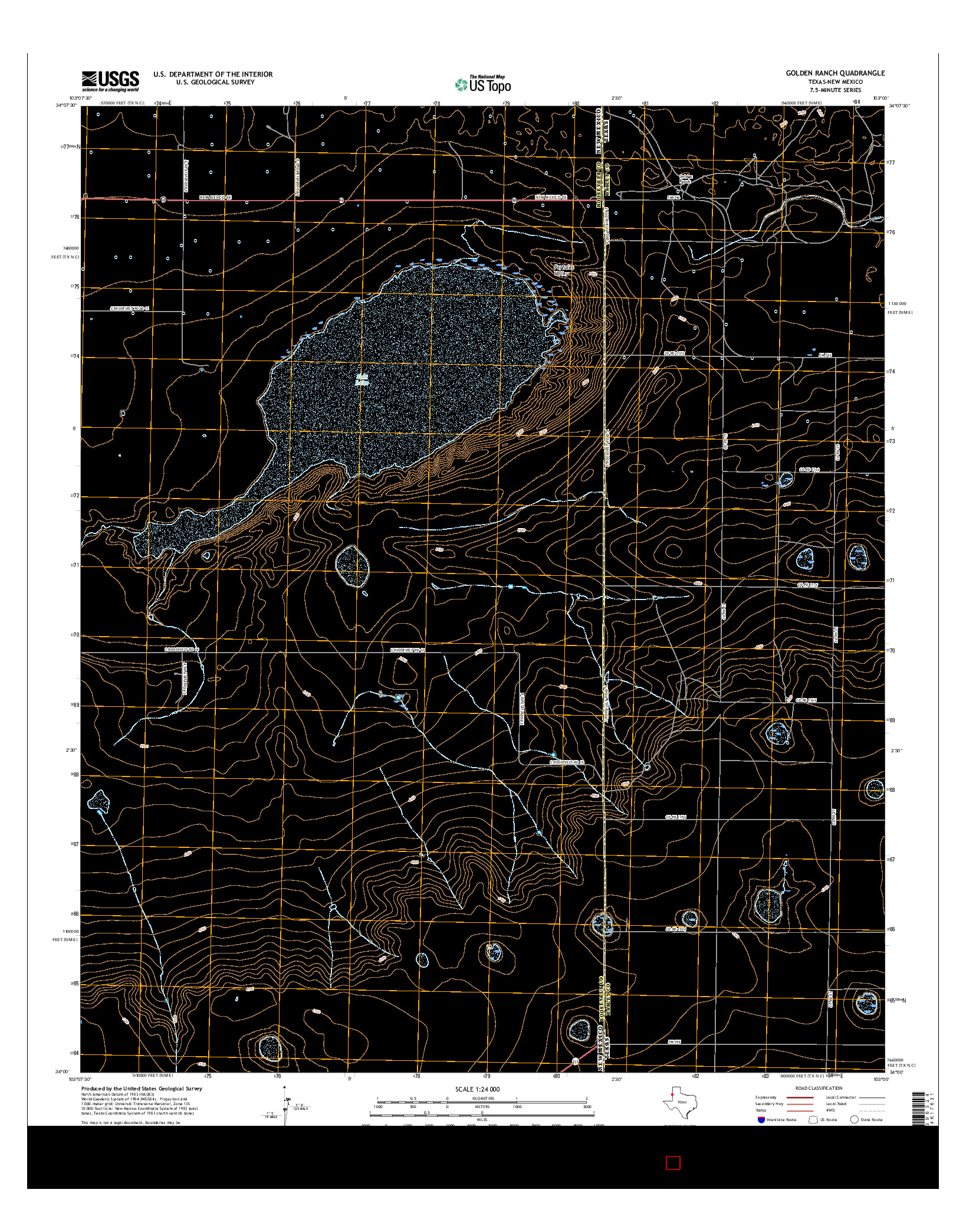 USGS US TOPO 7.5-MINUTE MAP FOR GOLDEN RANCH, TX-NM 2016