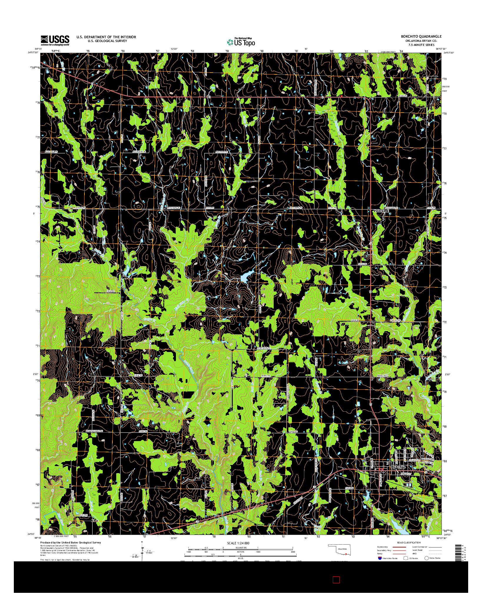 USGS US TOPO 7.5-MINUTE MAP FOR BOKCHITO, OK 2016