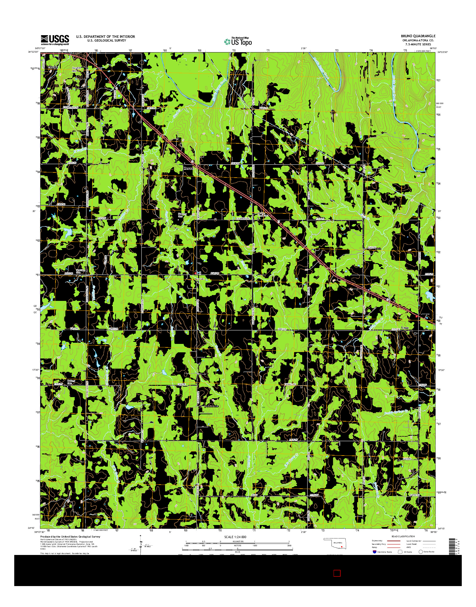 USGS US TOPO 7.5-MINUTE MAP FOR BRUNO, OK 2016