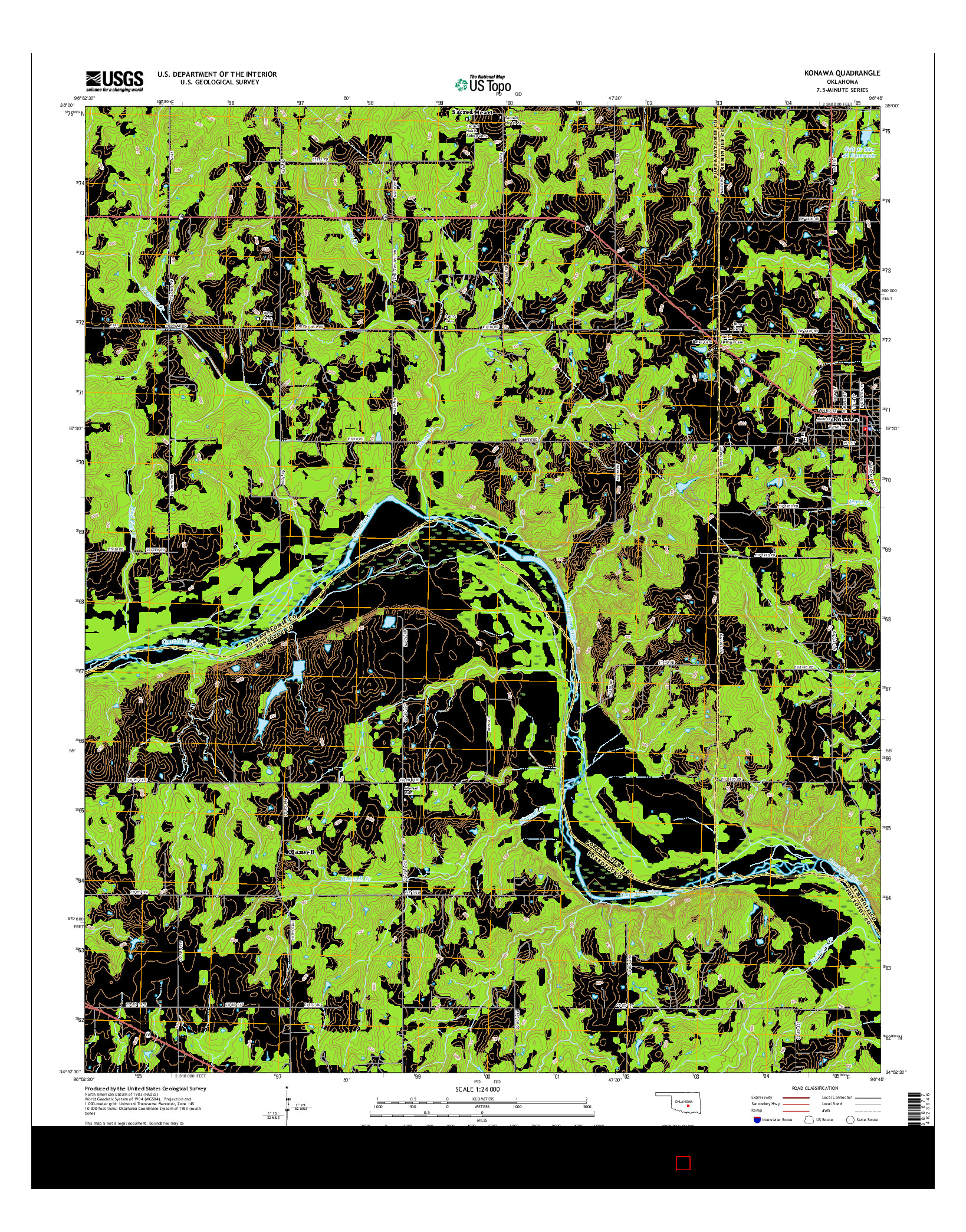 USGS US TOPO 7.5-MINUTE MAP FOR KONAWA, OK 2016