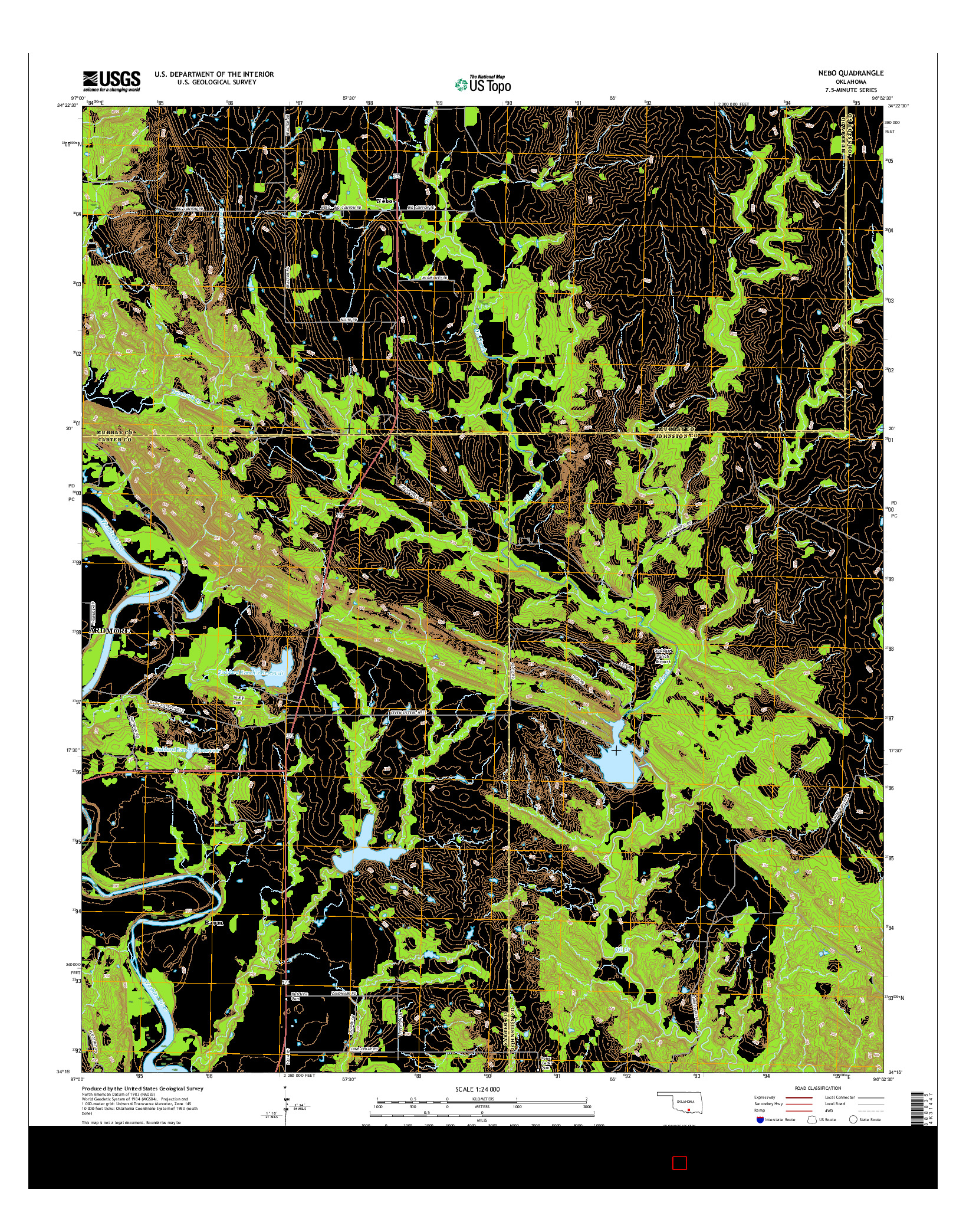 USGS US TOPO 7.5-MINUTE MAP FOR NEBO, OK 2016
