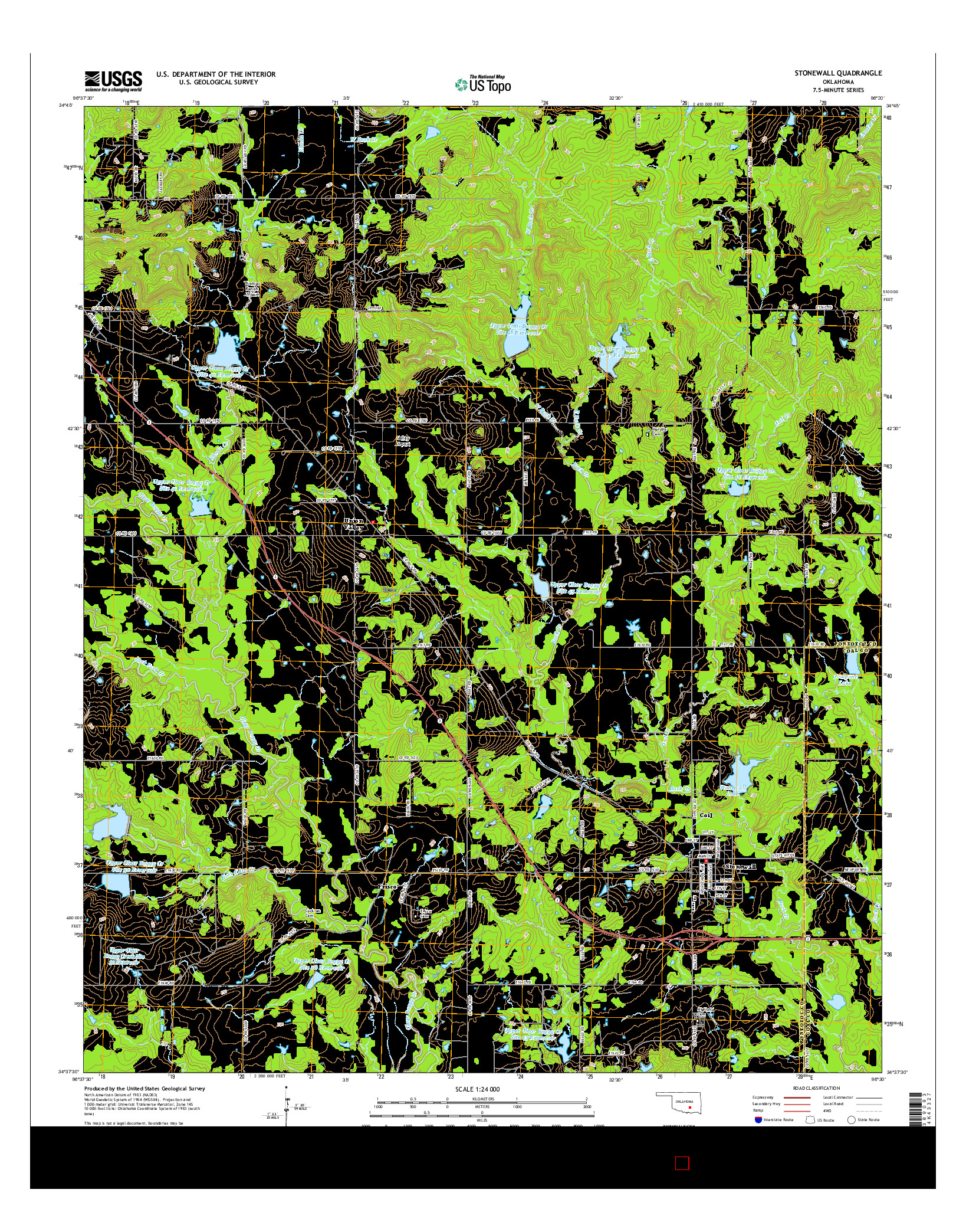 USGS US TOPO 7.5-MINUTE MAP FOR STONEWALL, OK 2016