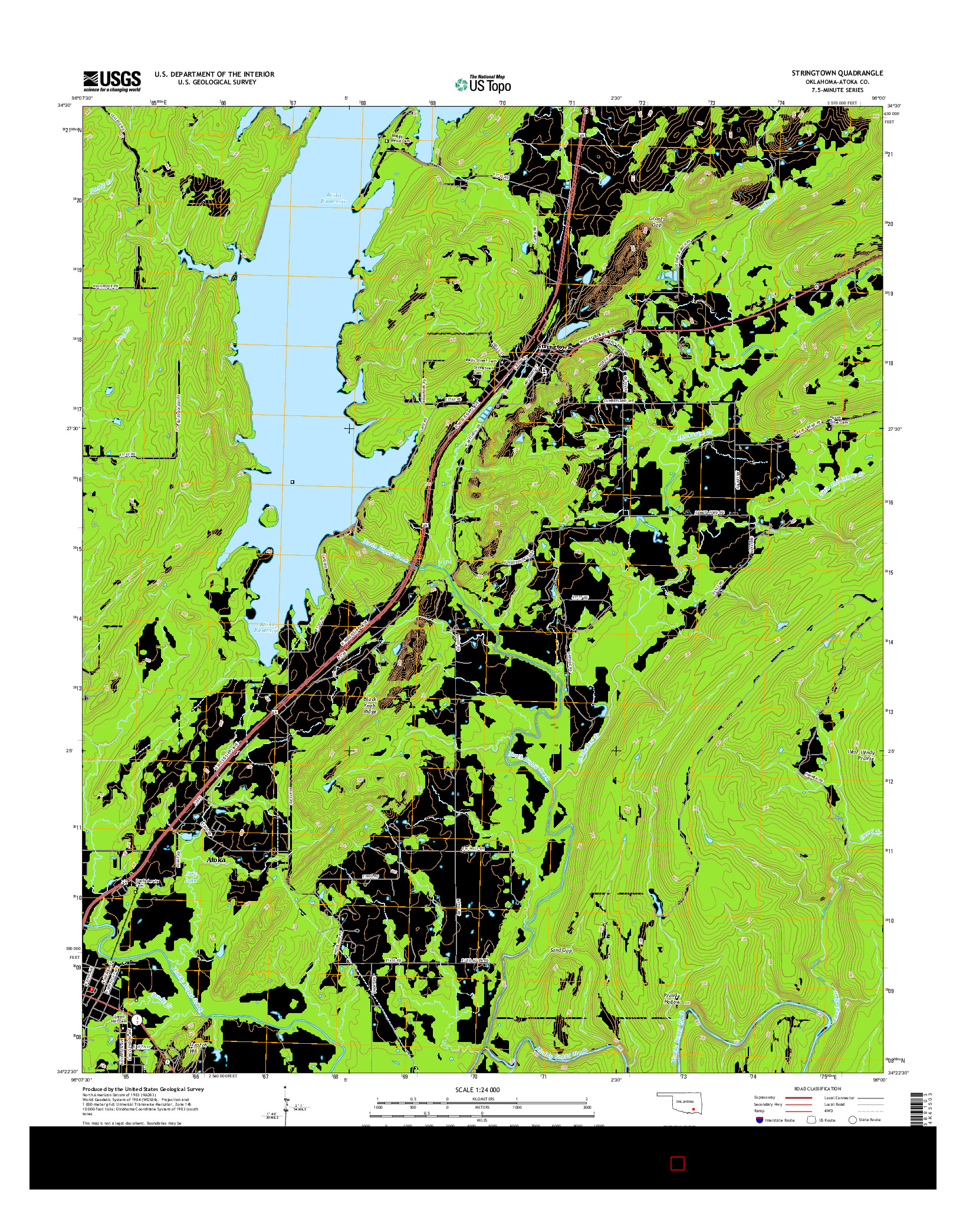 USGS US TOPO 7.5-MINUTE MAP FOR STRINGTOWN, OK 2016