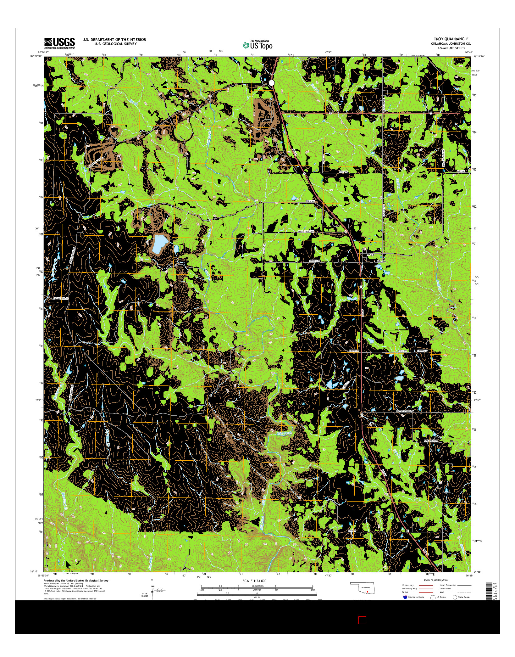USGS US TOPO 7.5-MINUTE MAP FOR TROY, OK 2016