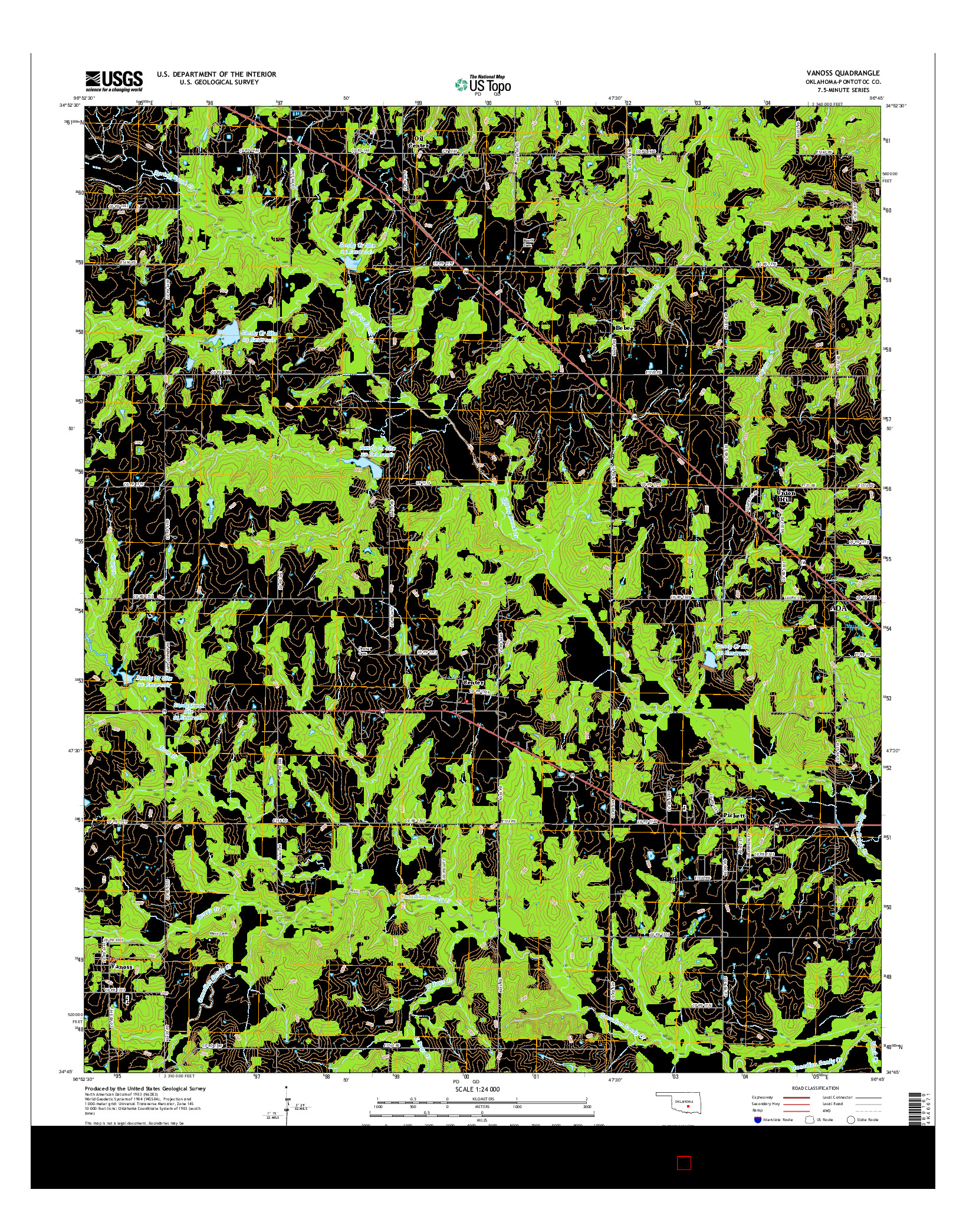 USGS US TOPO 7.5-MINUTE MAP FOR VANOSS, OK 2016