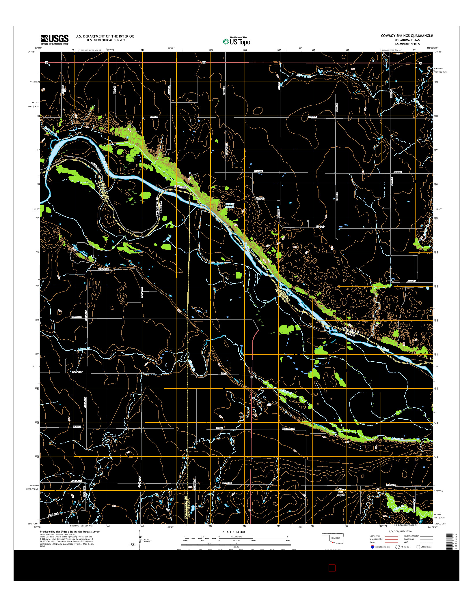 USGS US TOPO 7.5-MINUTE MAP FOR COWBOY SPRINGS, OK-TX 2016