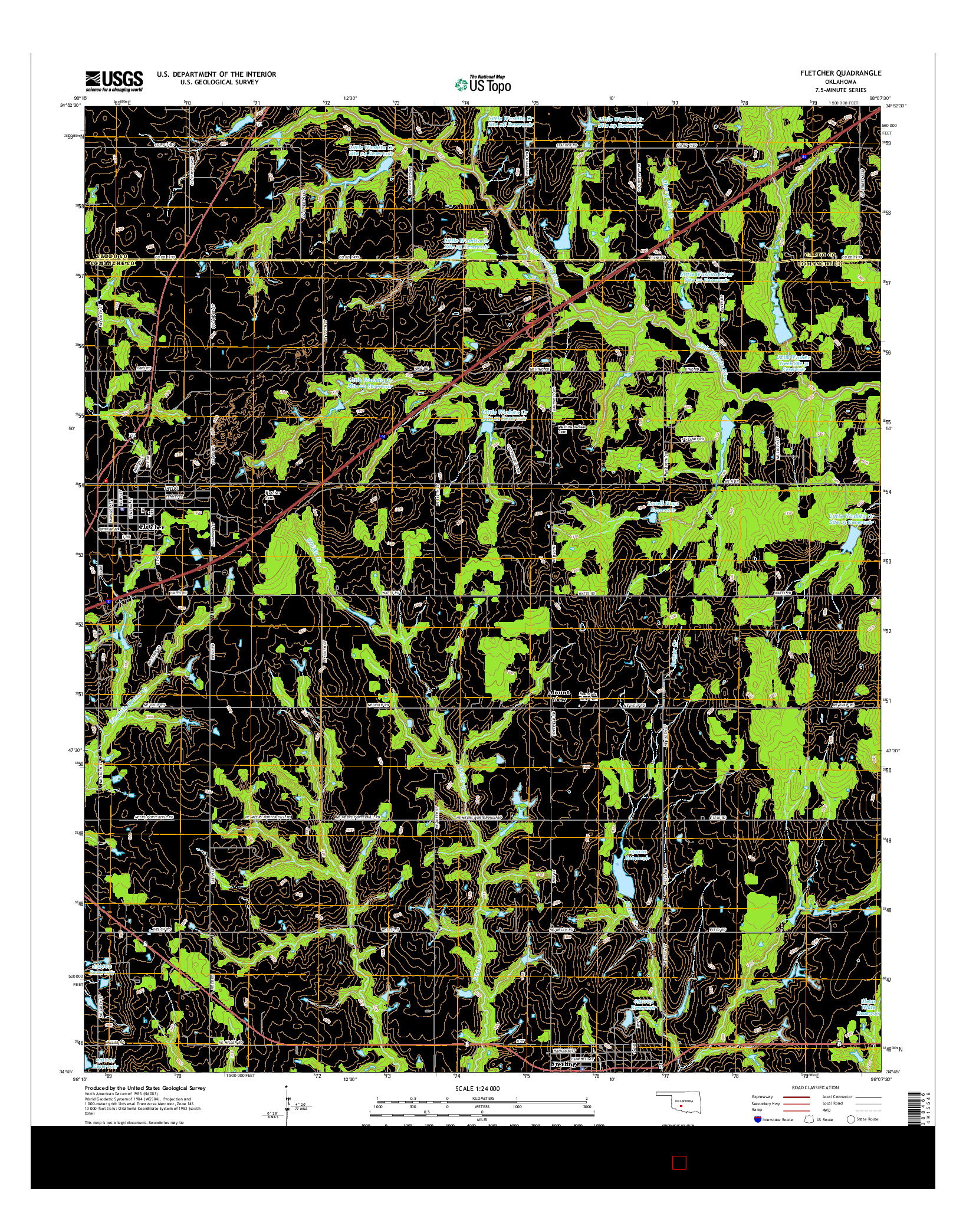USGS US TOPO 7.5-MINUTE MAP FOR FLETCHER, OK 2016