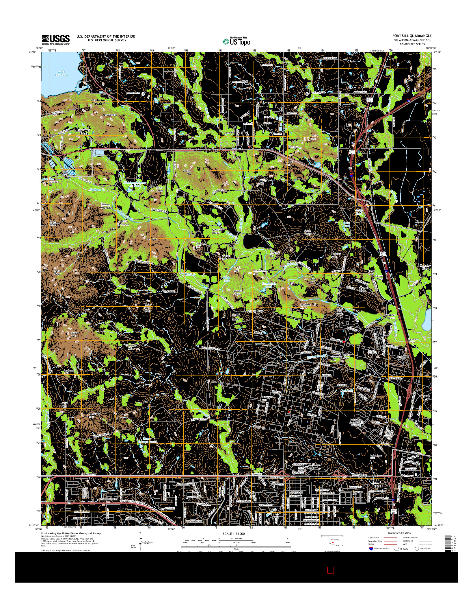 USGS US TOPO 7.5-MINUTE MAP FOR FORT SILL, OK 2016