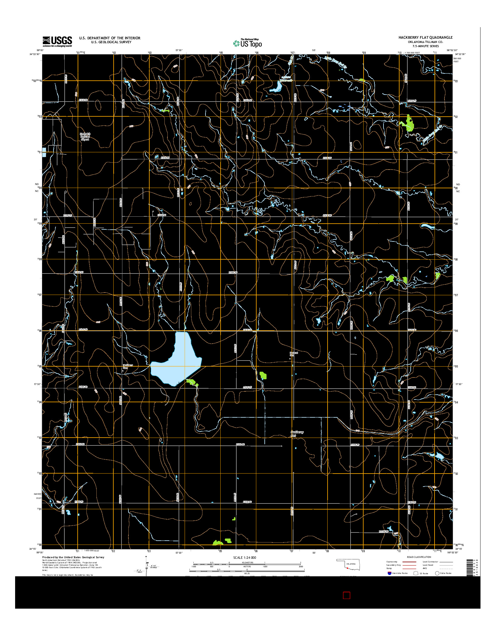 USGS US TOPO 7.5-MINUTE MAP FOR HACKBERRY FLAT, OK 2016