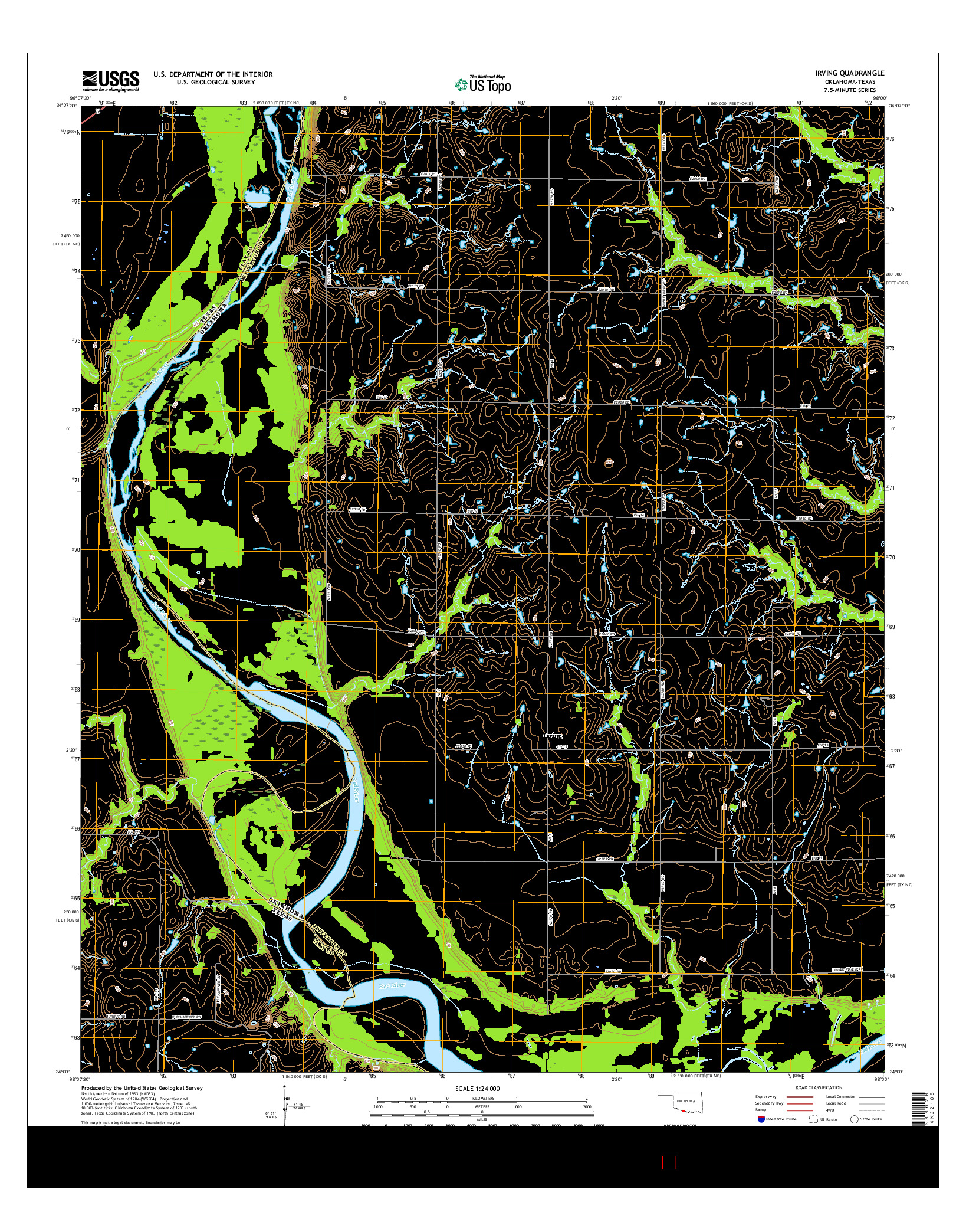 USGS US TOPO 7.5-MINUTE MAP FOR IRVING, OK-TX 2016