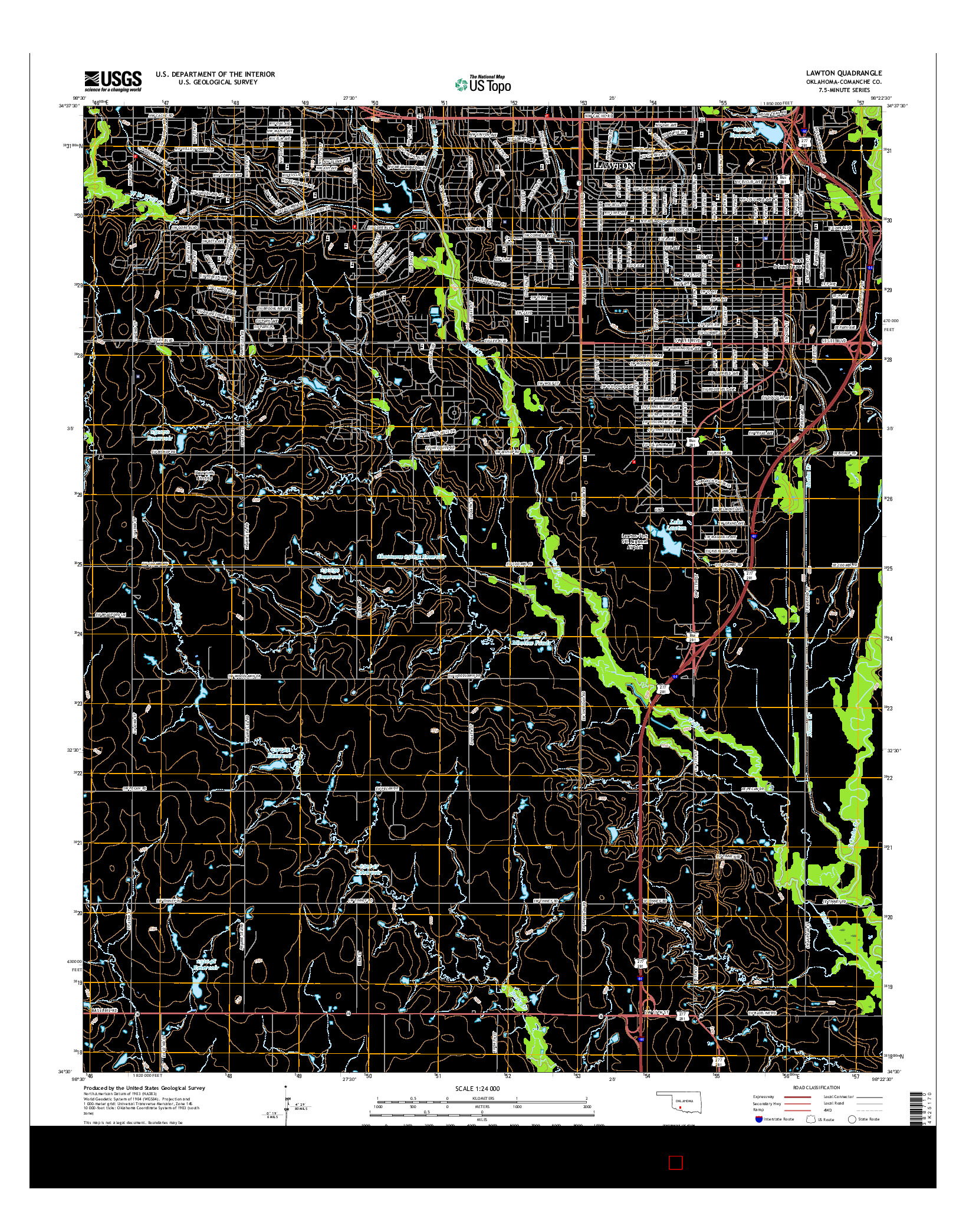USGS US TOPO 7.5-MINUTE MAP FOR LAWTON, OK 2016