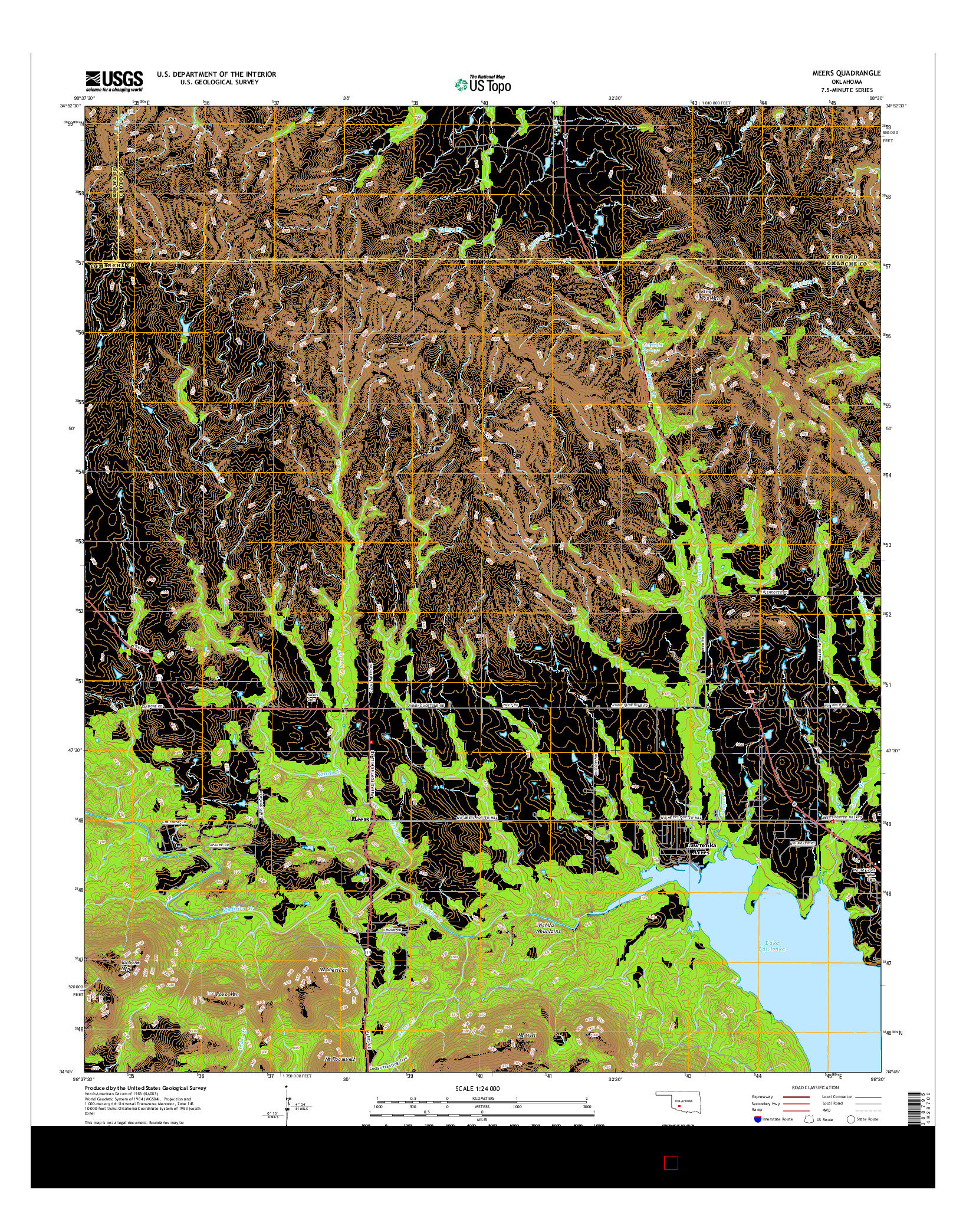 USGS US TOPO 7.5-MINUTE MAP FOR MEERS, OK 2016