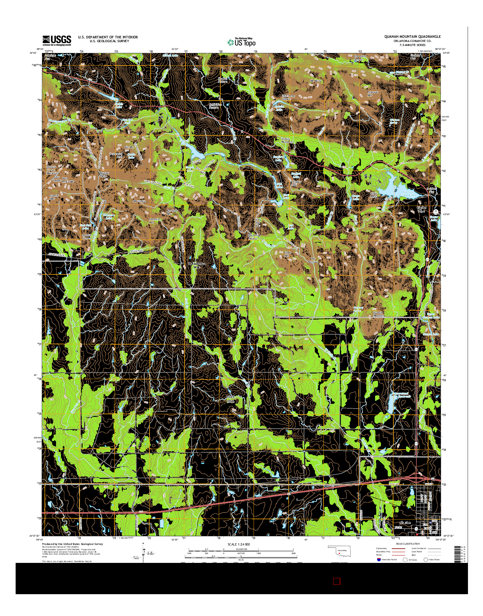 USGS US TOPO 7.5-MINUTE MAP FOR QUANAH MOUNTAIN, OK 2016