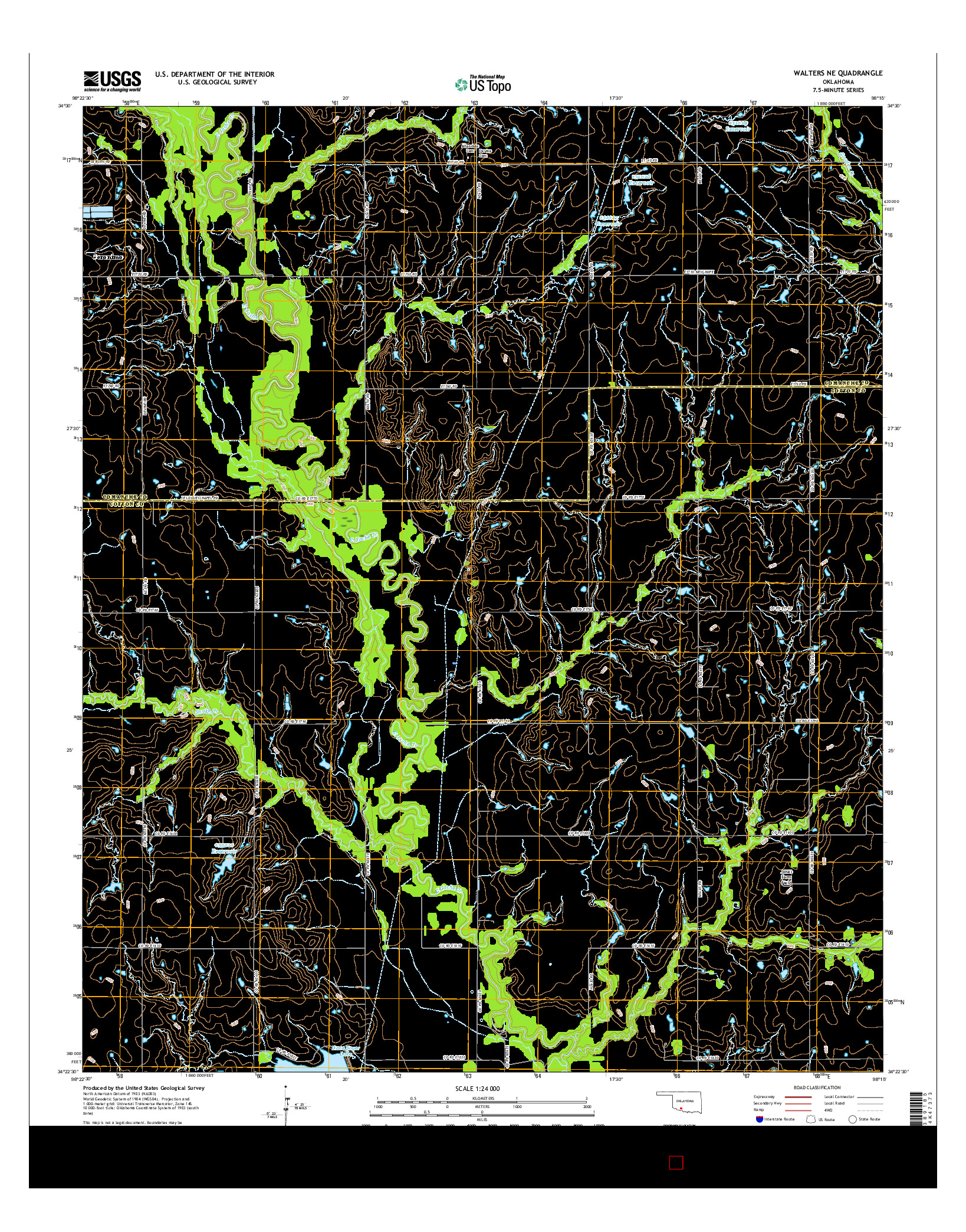 USGS US TOPO 7.5-MINUTE MAP FOR WALTERS NE, OK 2016
