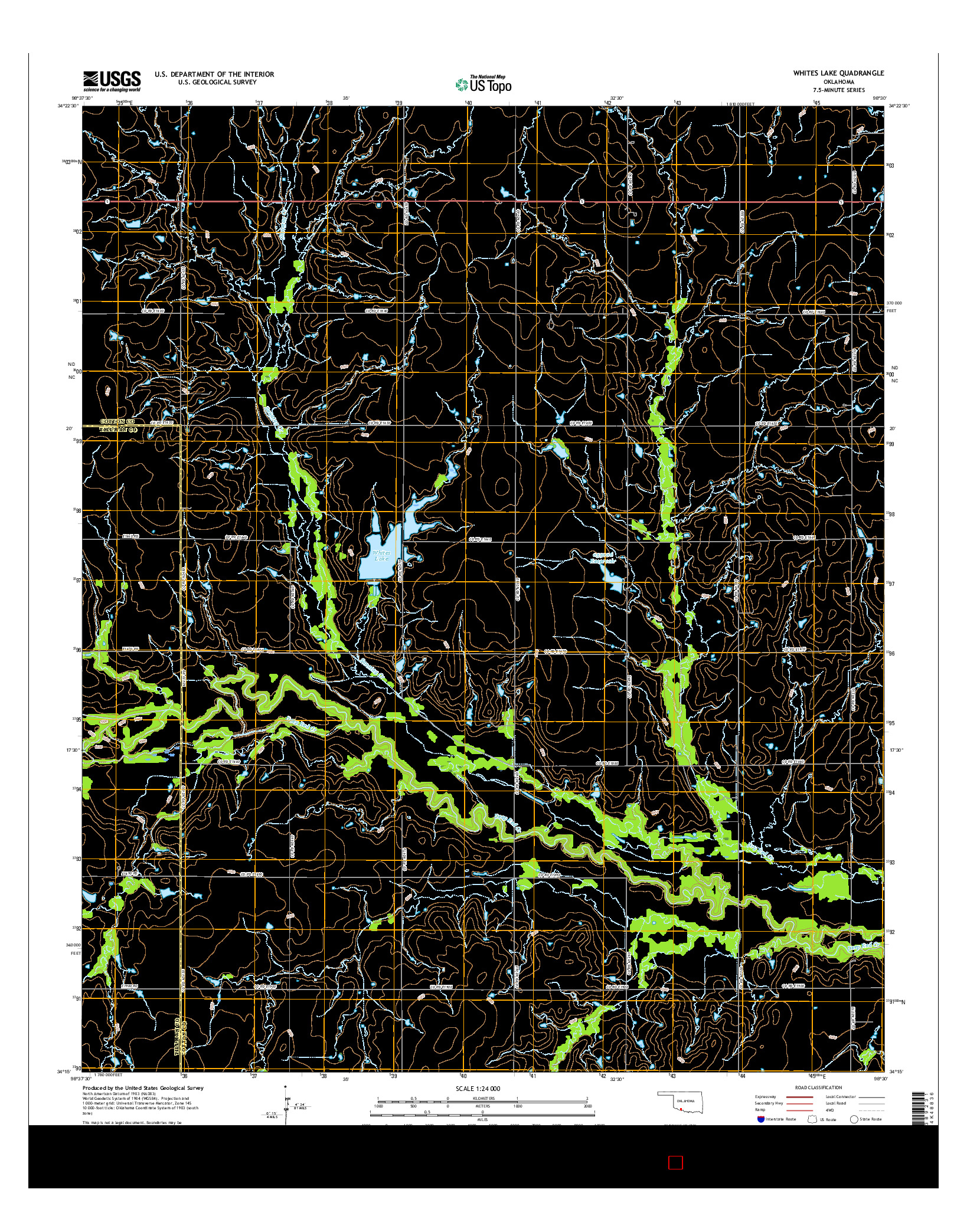 USGS US TOPO 7.5-MINUTE MAP FOR WHITES LAKE, OK 2016