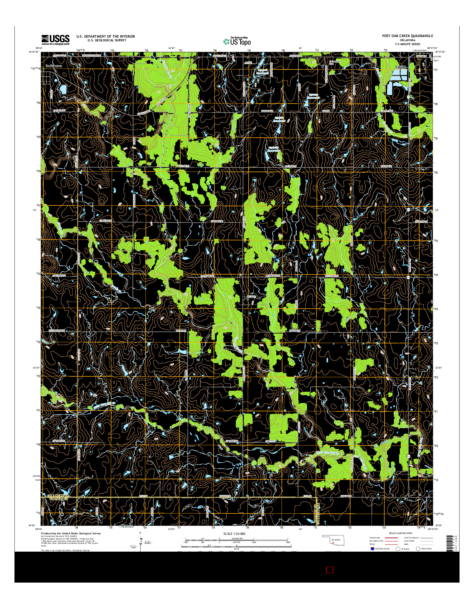 USGS US TOPO 7.5-MINUTE MAP FOR POST OAK CREEK, OK 2016