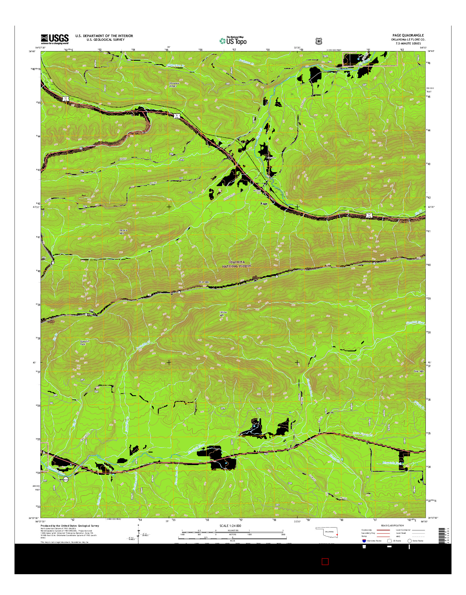USGS US TOPO 7.5-MINUTE MAP FOR PAGE, OK 2016
