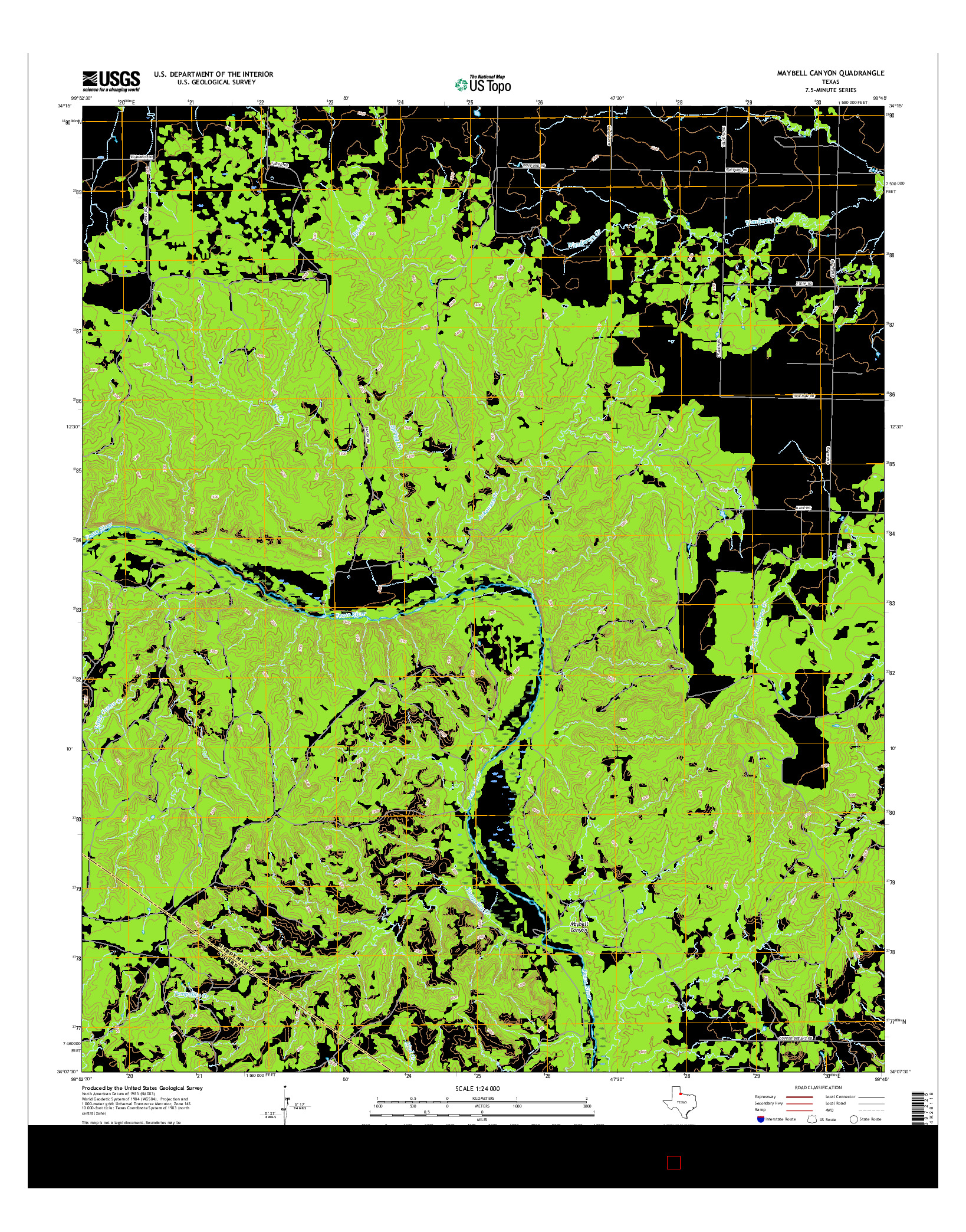 USGS US TOPO 7.5-MINUTE MAP FOR MAYBELL CANYON, TX 2016