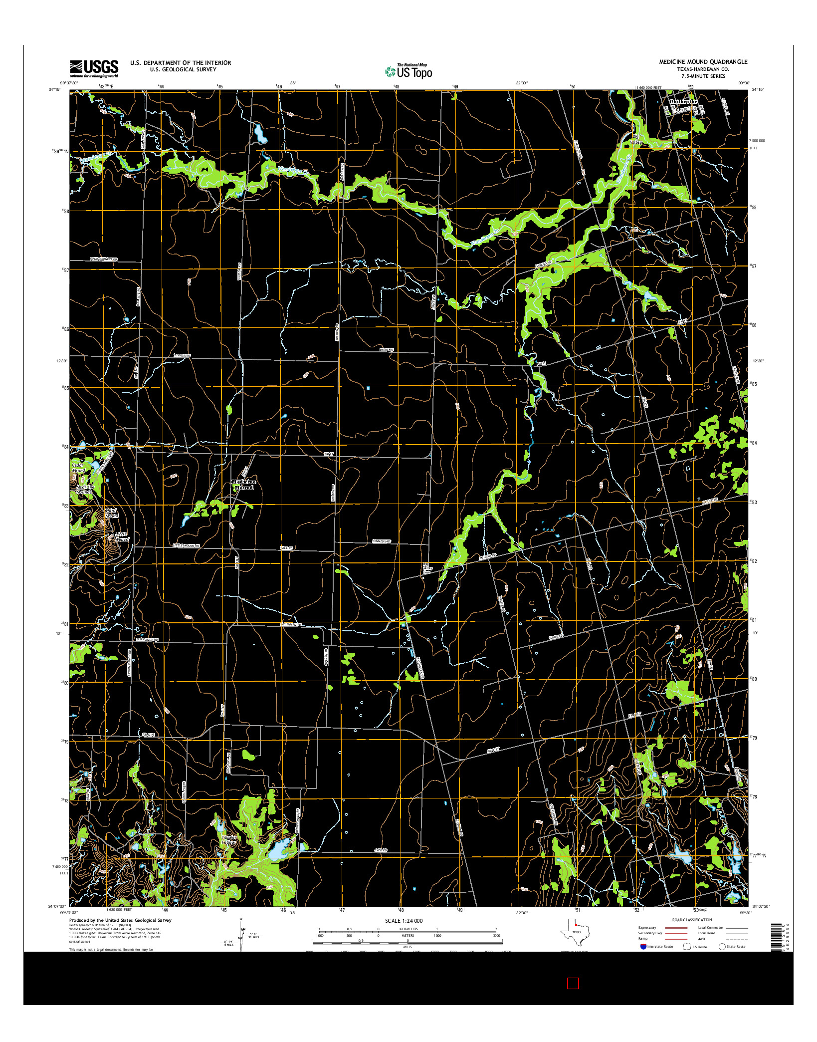 USGS US TOPO 7.5-MINUTE MAP FOR MEDICINE MOUND, TX 2016