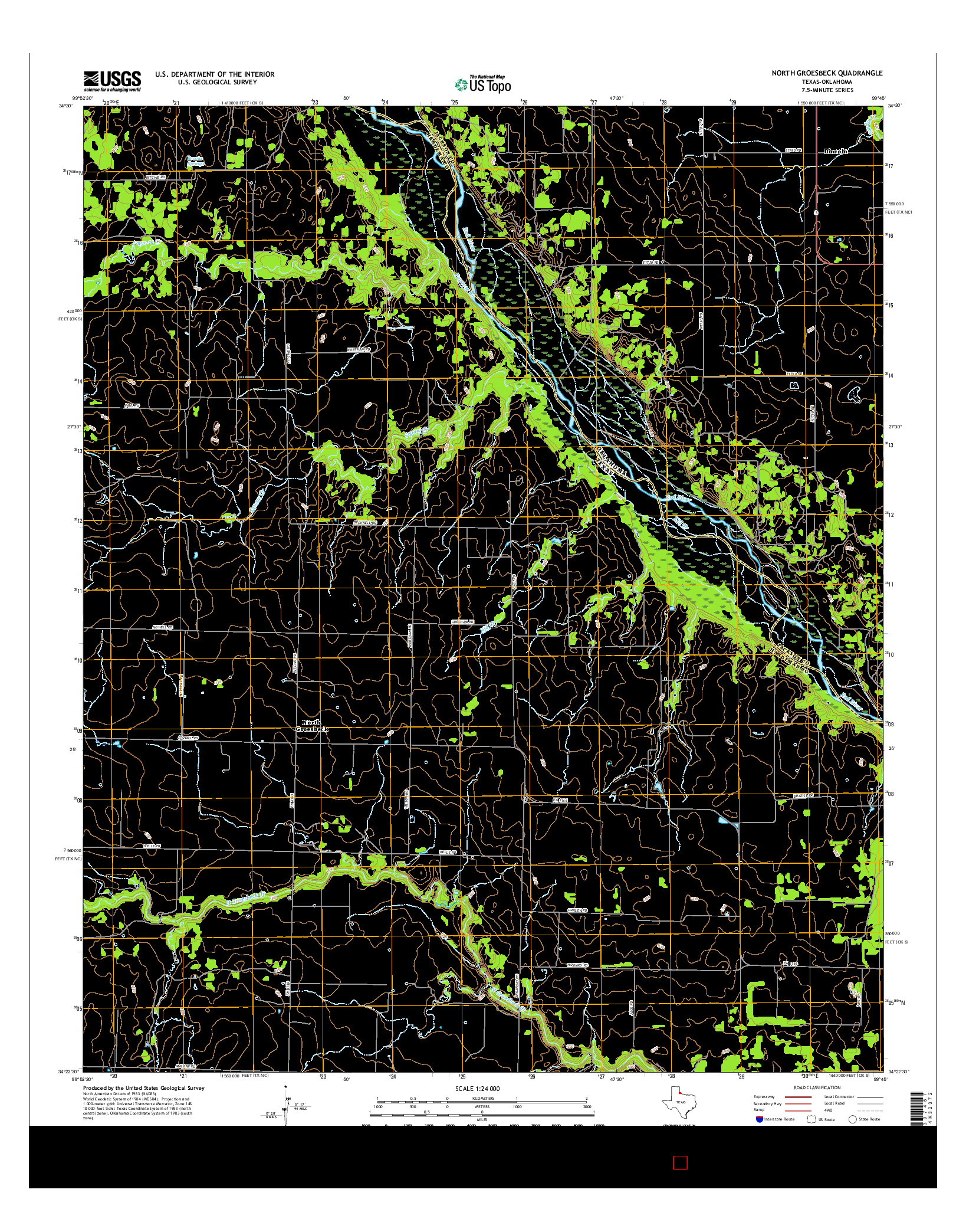 USGS US TOPO 7.5-MINUTE MAP FOR NORTH GROESBECK, TX-OK 2016