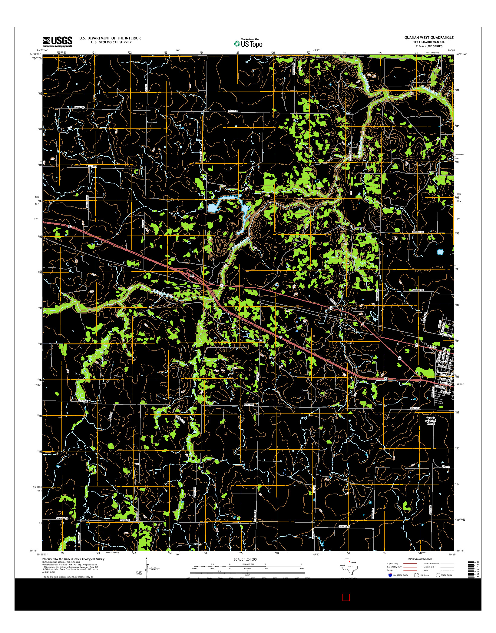 USGS US TOPO 7.5-MINUTE MAP FOR QUANAH WEST, TX 2016