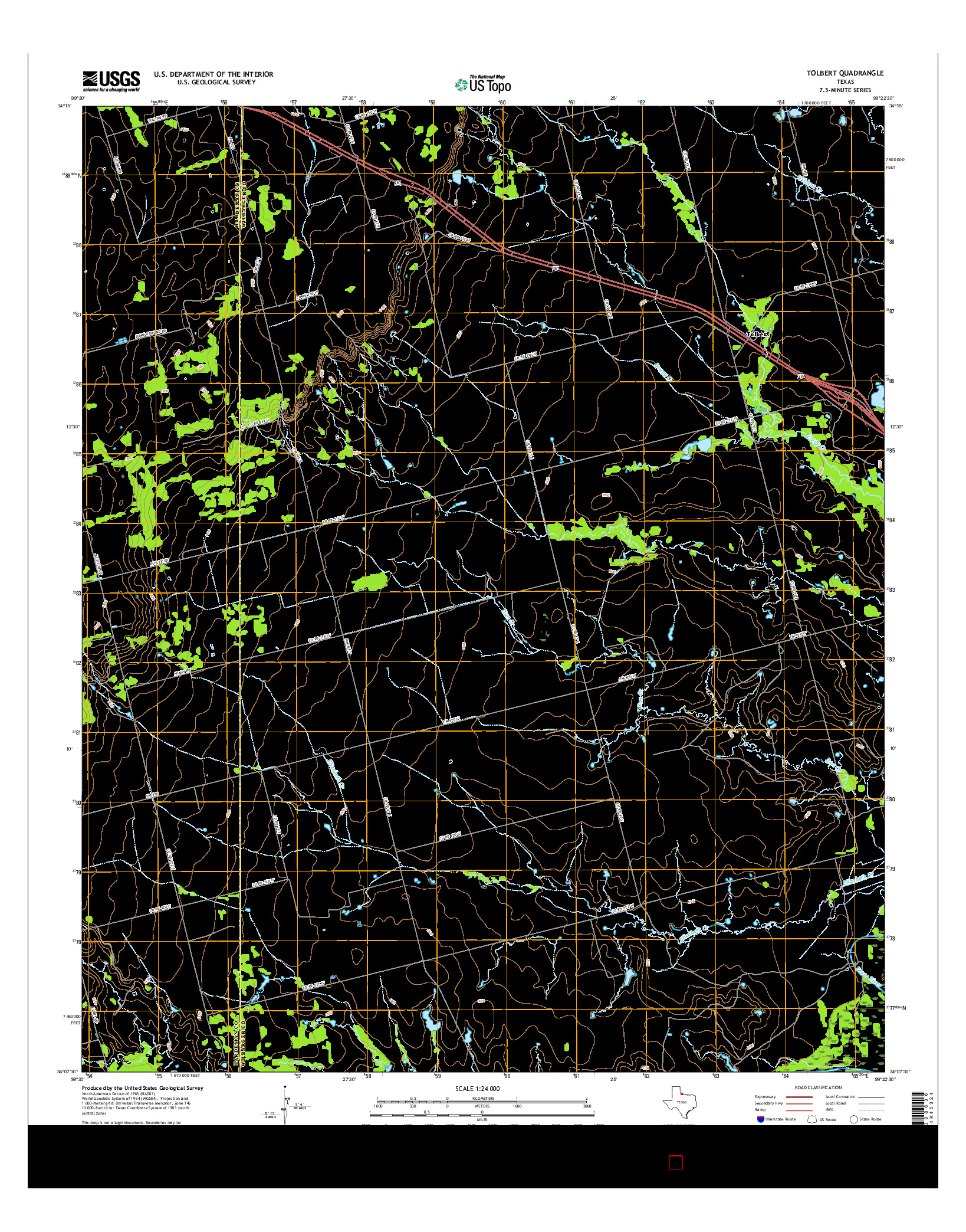 USGS US TOPO 7.5-MINUTE MAP FOR TOLBERT, TX 2016