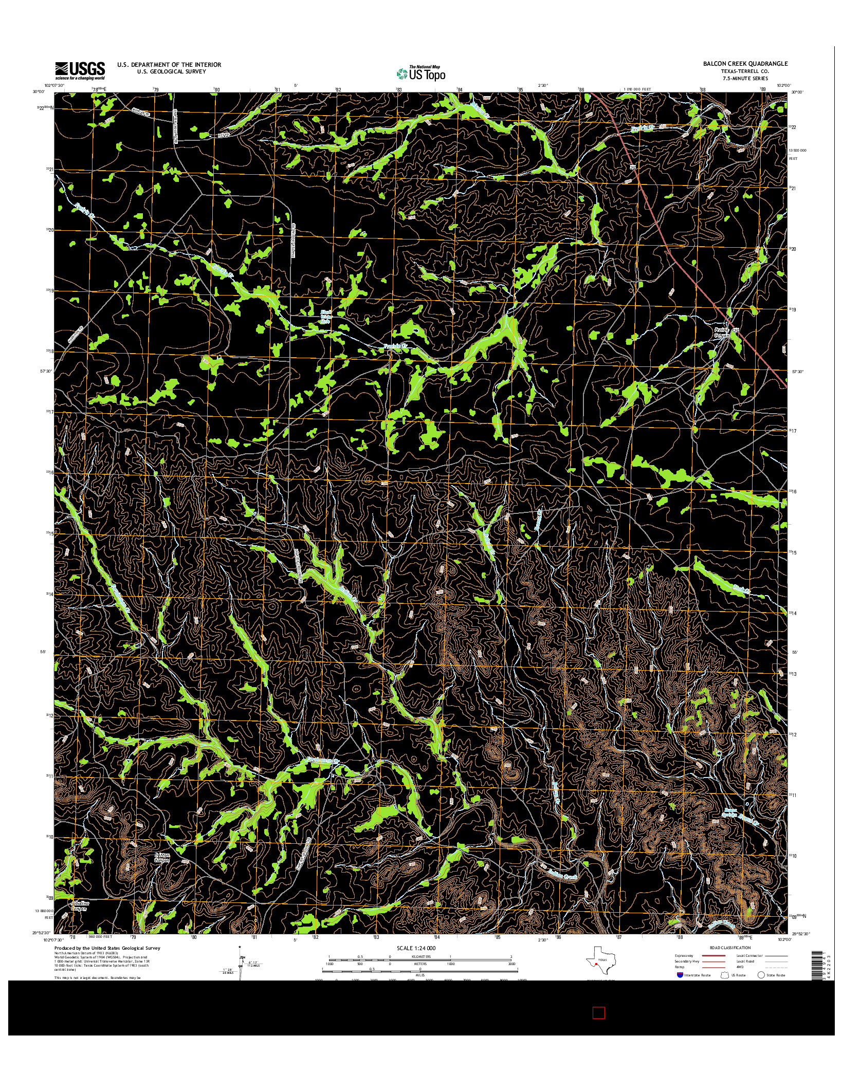 USGS US TOPO 7.5-MINUTE MAP FOR BALCON CREEK, TX 2016