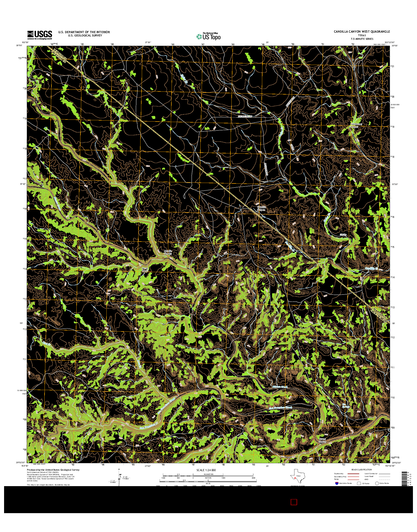 USGS US TOPO 7.5-MINUTE MAP FOR CANDILLA CANYON WEST, TX 2016