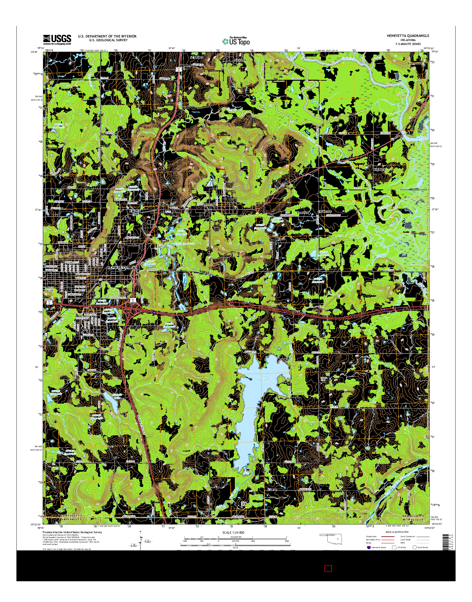 USGS US TOPO 7.5-MINUTE MAP FOR HENRYETTA, OK 2016