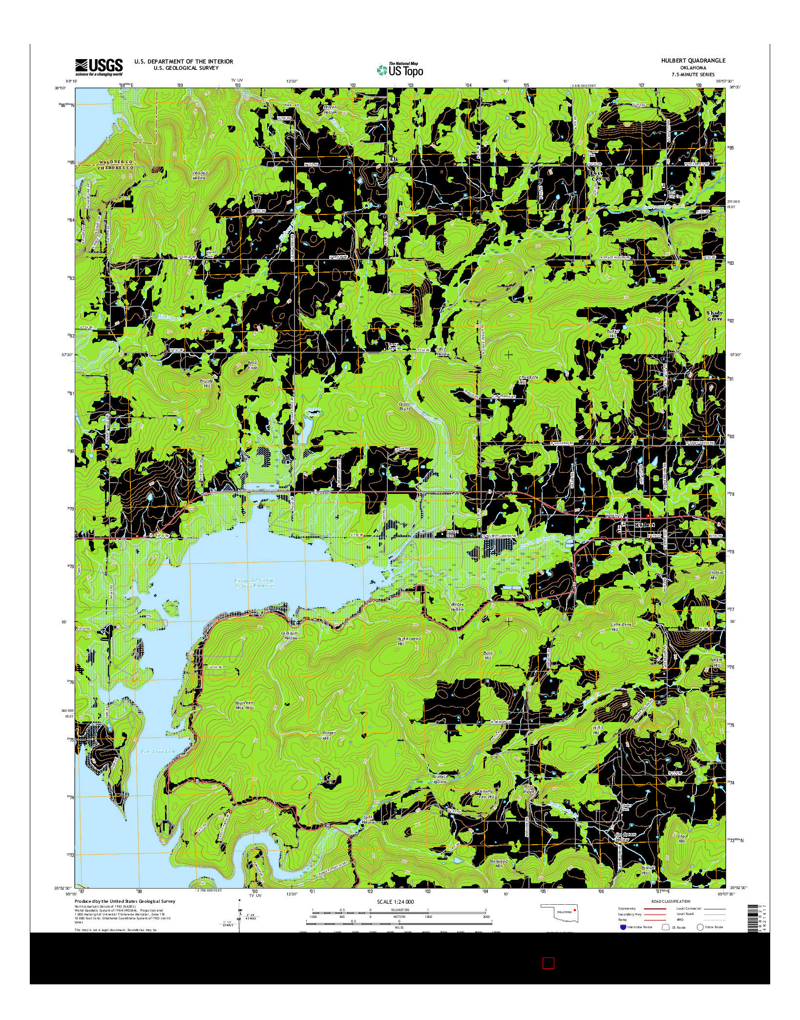 USGS US TOPO 7.5-MINUTE MAP FOR HULBERT, OK 2016