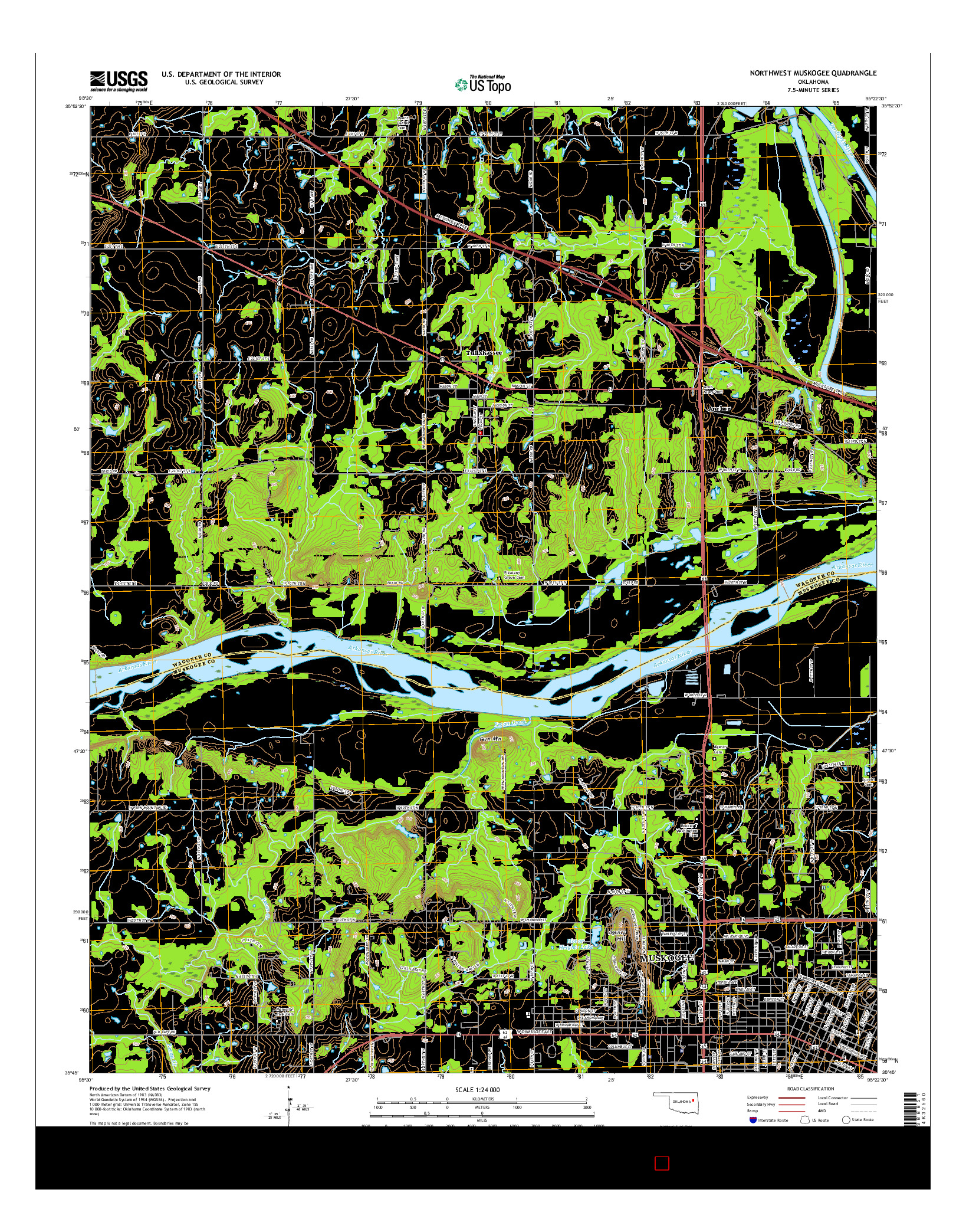 USGS US TOPO 7.5-MINUTE MAP FOR NORTHWEST MUSKOGEE, OK 2016