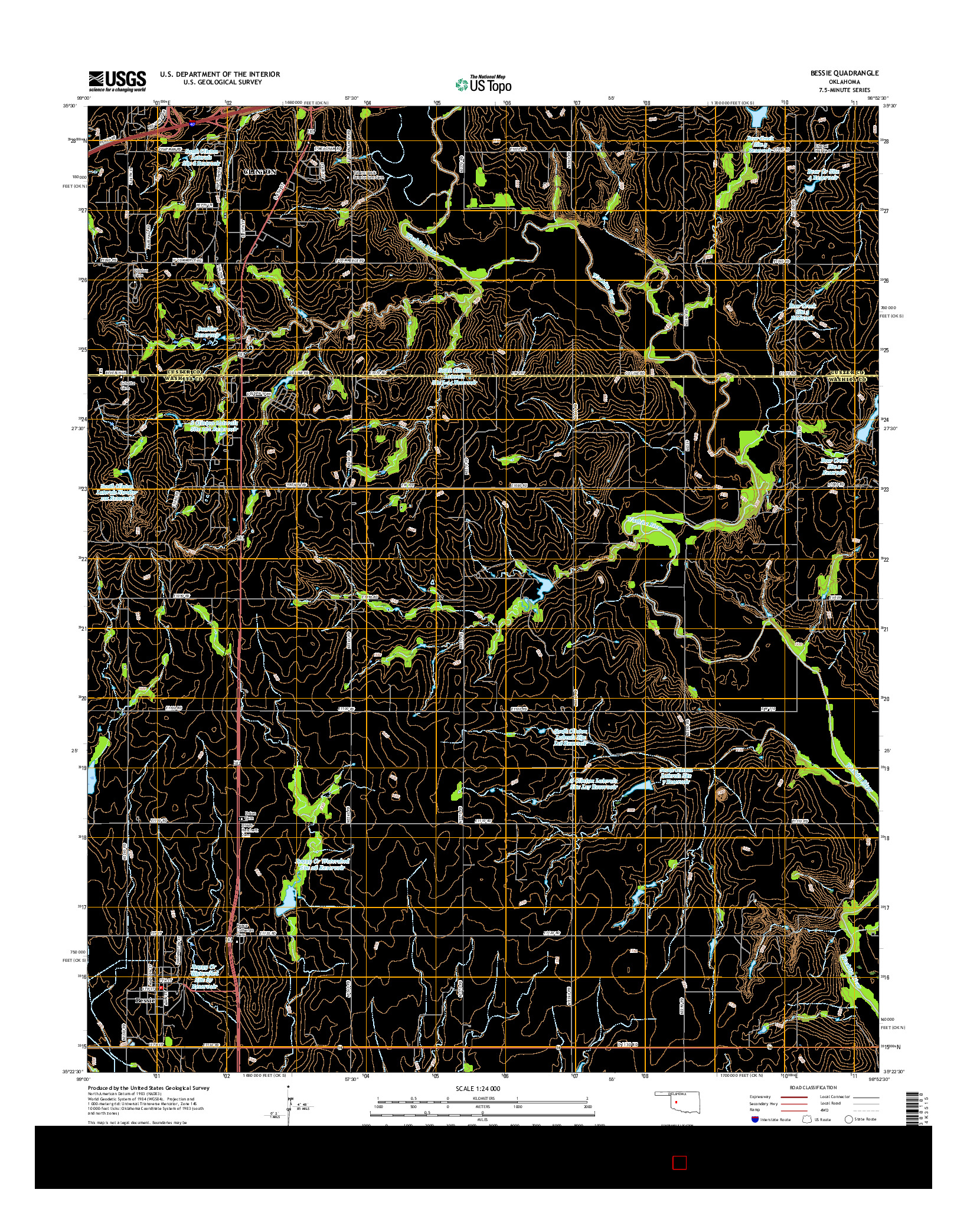 USGS US TOPO 7.5-MINUTE MAP FOR BESSIE, OK 2016