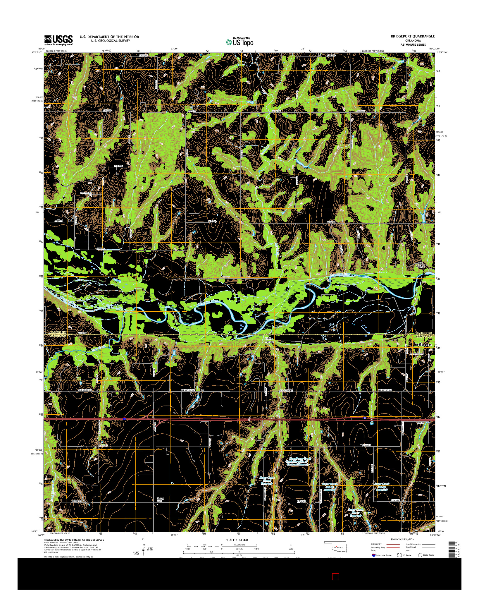 USGS US TOPO 7.5-MINUTE MAP FOR BRIDGEPORT, OK 2016