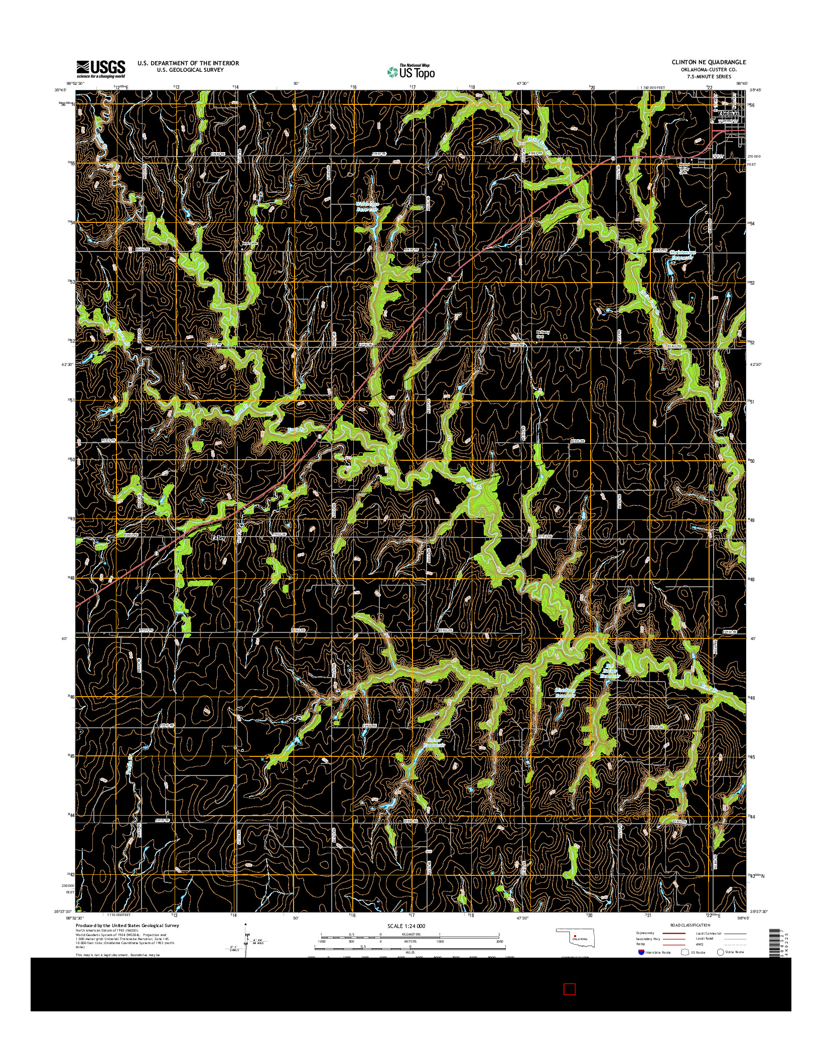 USGS US TOPO 7.5-MINUTE MAP FOR CLINTON NE, OK 2016