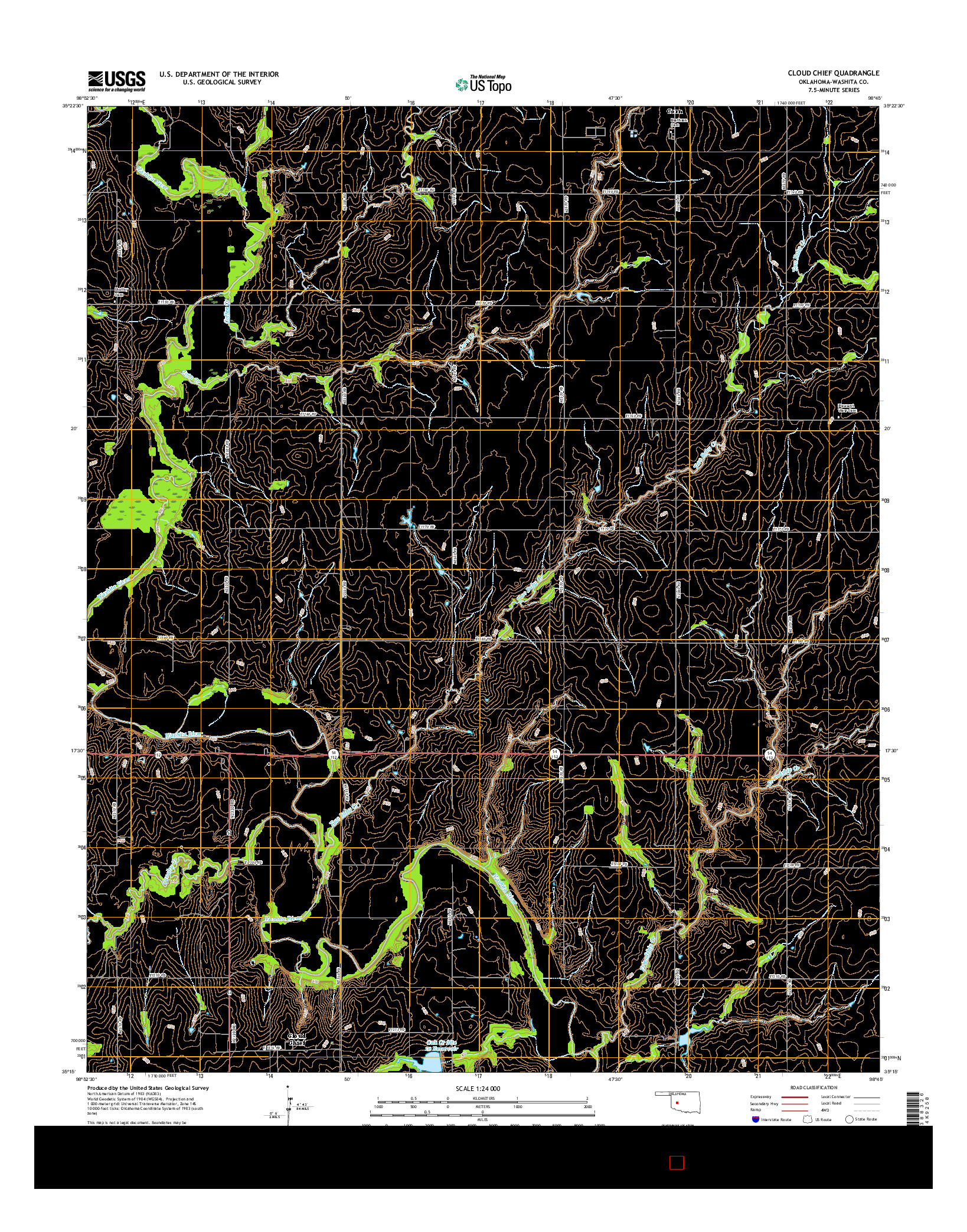USGS US TOPO 7.5-MINUTE MAP FOR CLOUD CHIEF, OK 2016