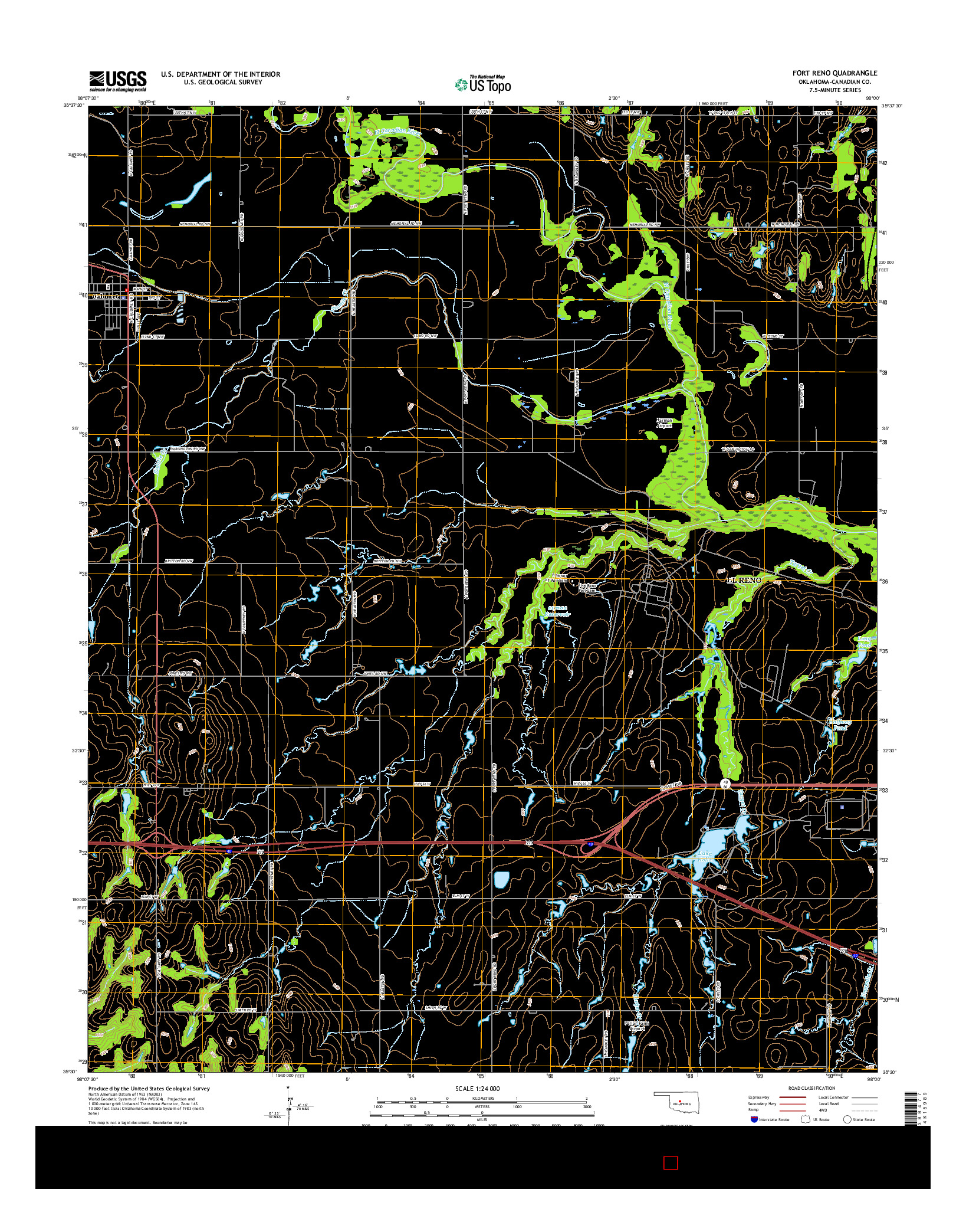 USGS US TOPO 7.5-MINUTE MAP FOR FORT RENO, OK 2016