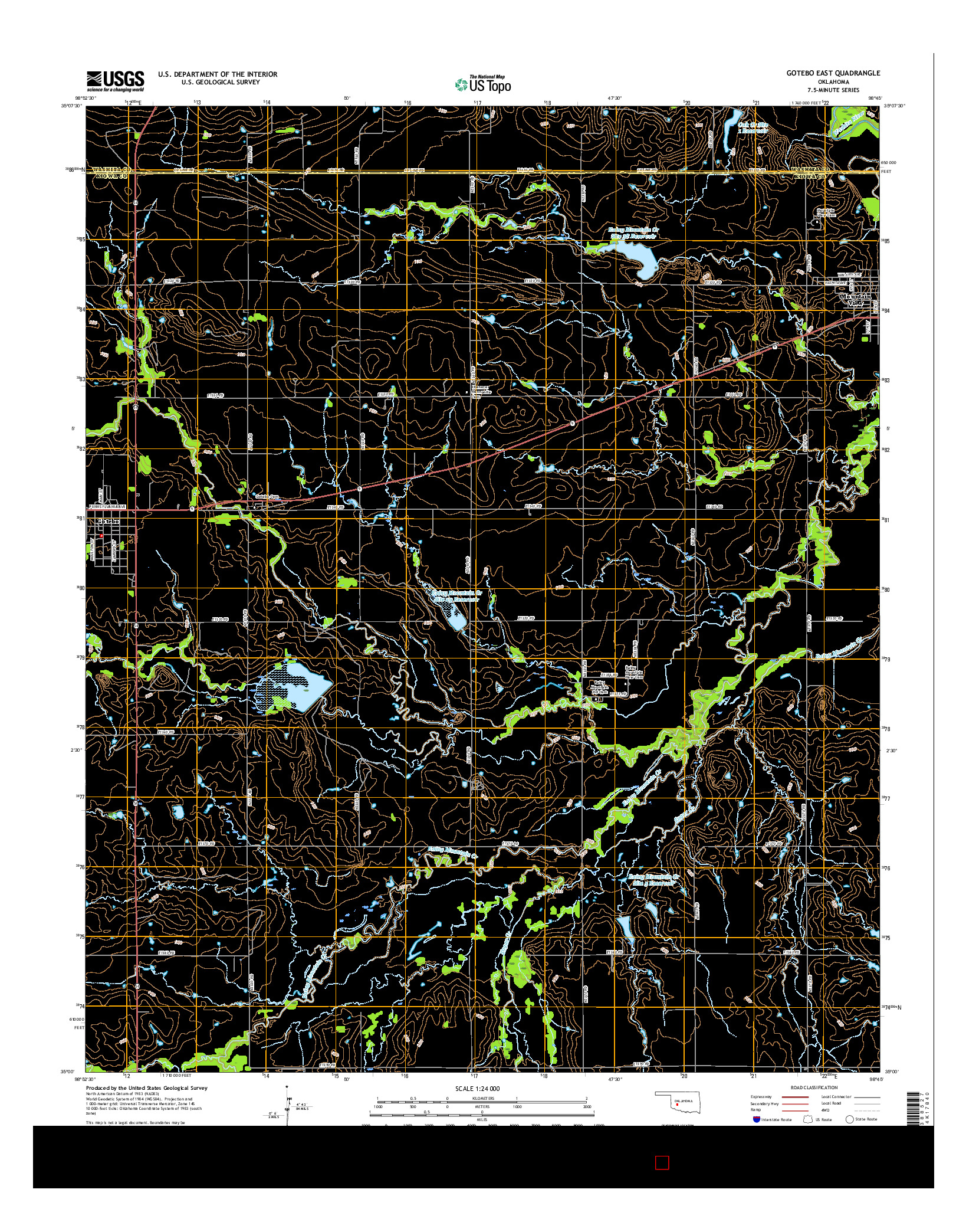 USGS US TOPO 7.5-MINUTE MAP FOR GOTEBO EAST, OK 2016
